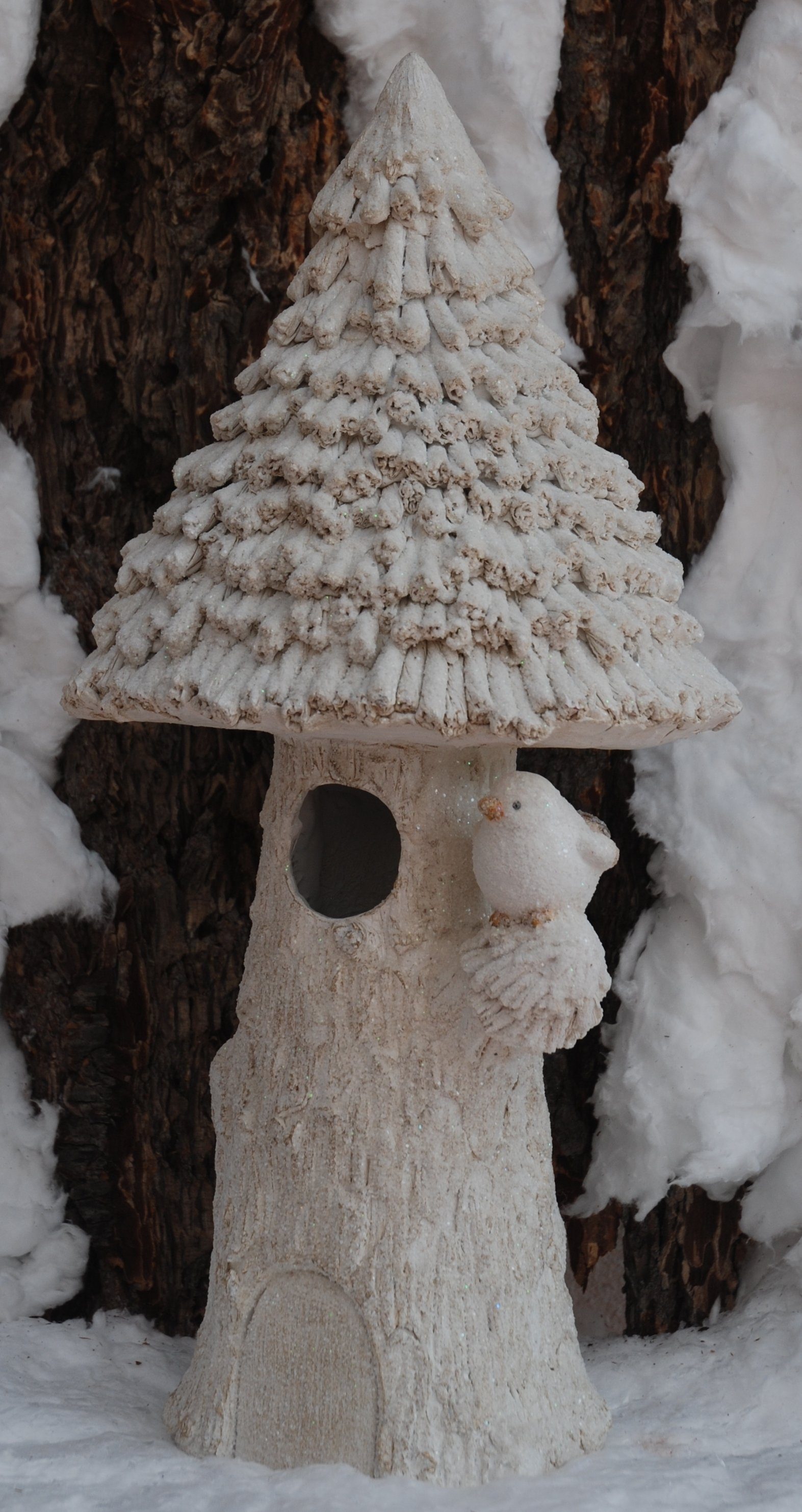 Pilz Figur mit - Dekoration Vogel Winter Dekofigur Weihnachten Weihnachtsfigur MystiCalls