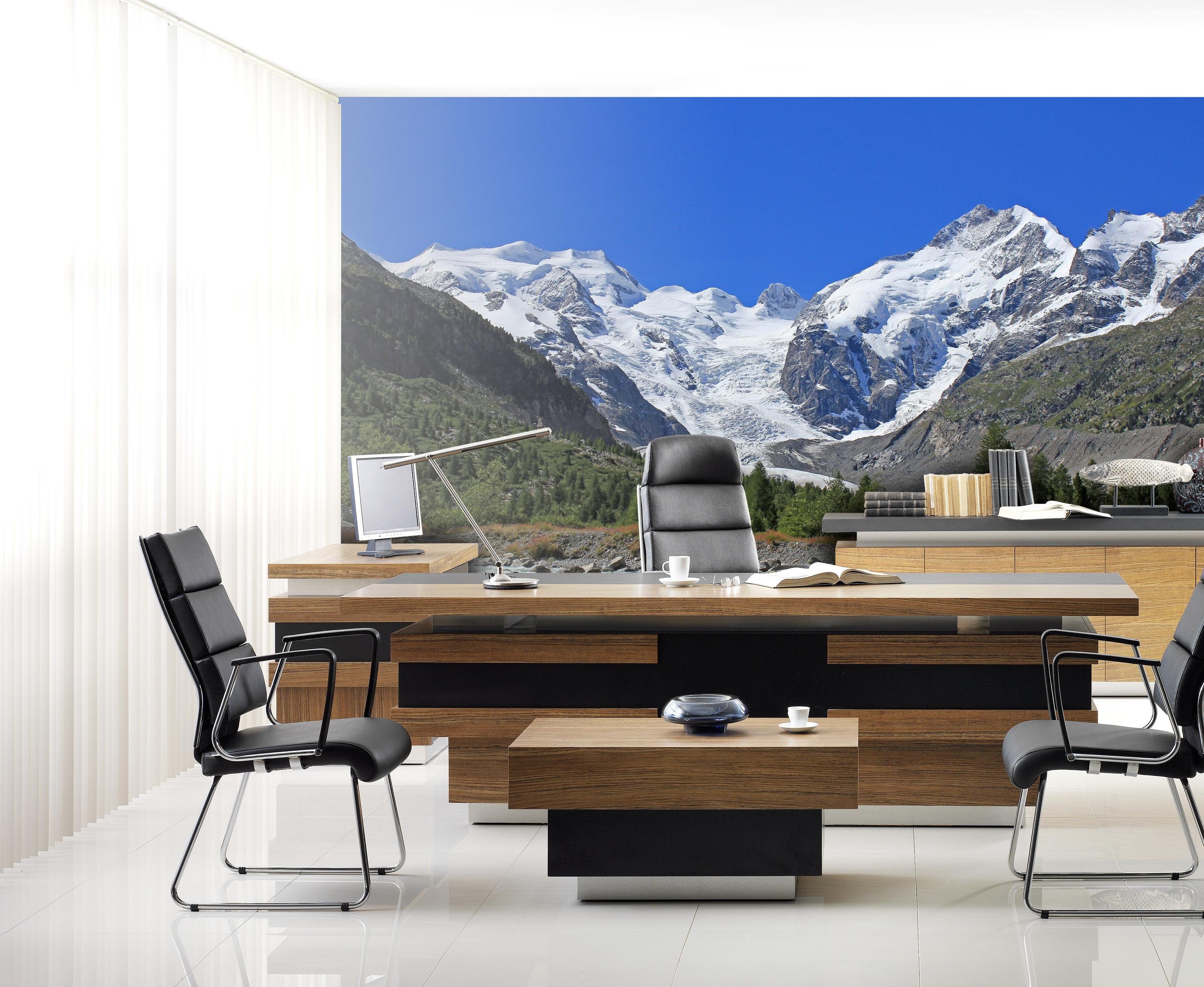 Vliestapete Schweiz, Wandtapete, matt, Fototapete glatt, Morteratsch, Motivtapete, wandmotiv24 Gletscher,