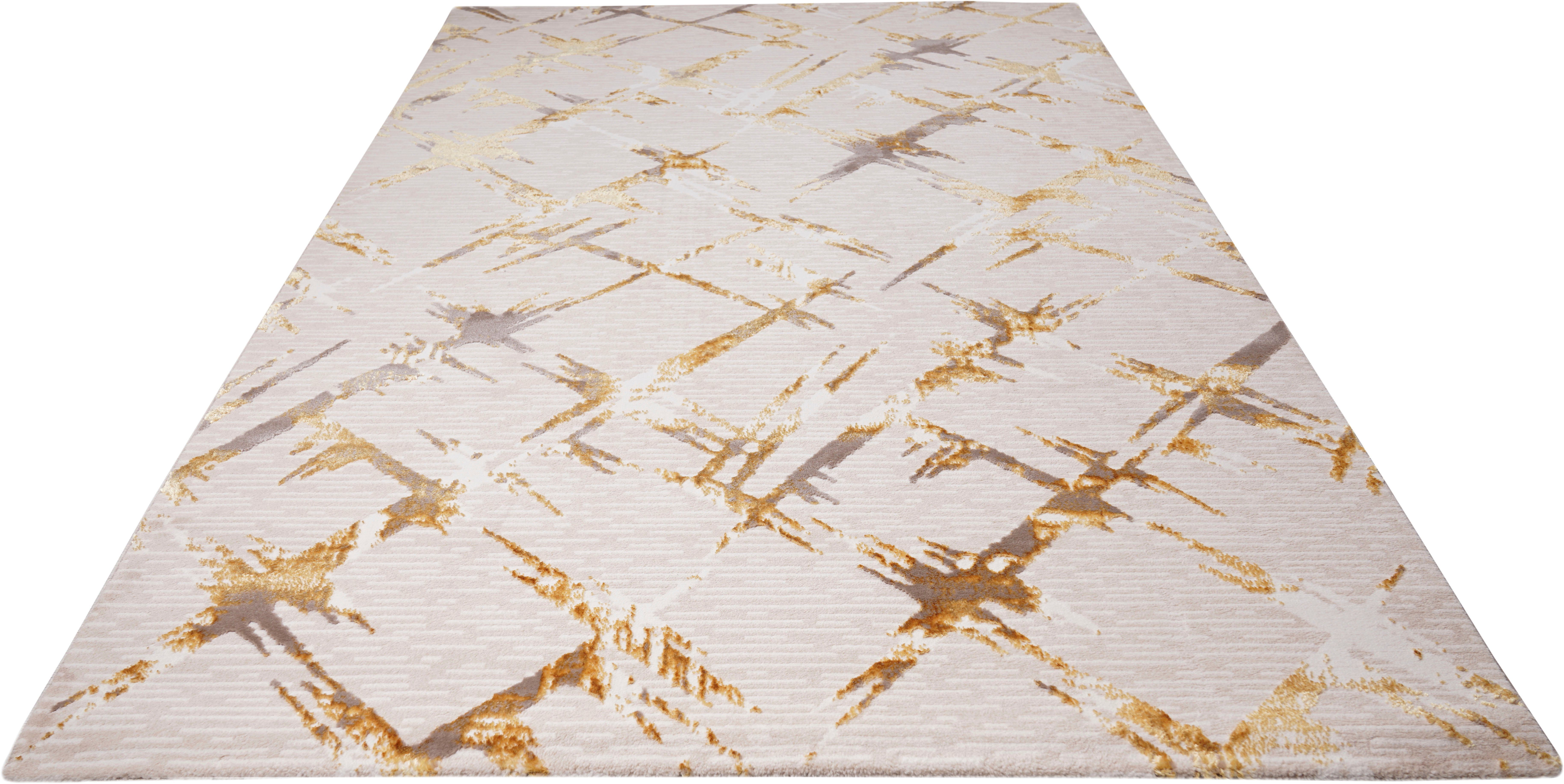 Teppich Kirian, Home affaire, rechteckig, Höhe: 24 mm, 3D-Effekt, Kurzflor, gekettelt, weiche Haptik, Rauten sand