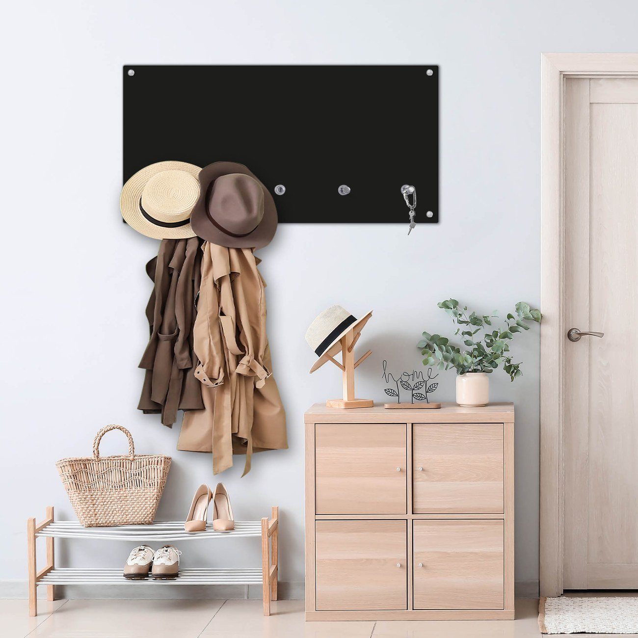 banjado Garderobenleiste Glas Tiefschwarz (Wandgarderobe, mit günstig online kaufen