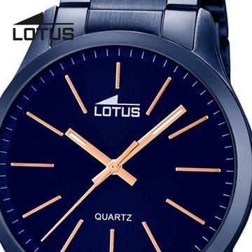 Lotus Quarzuhr Lotus Herren Uhr Elegant L18163/2, Herren Armbanduhr rund, Edelstahlarmband blau