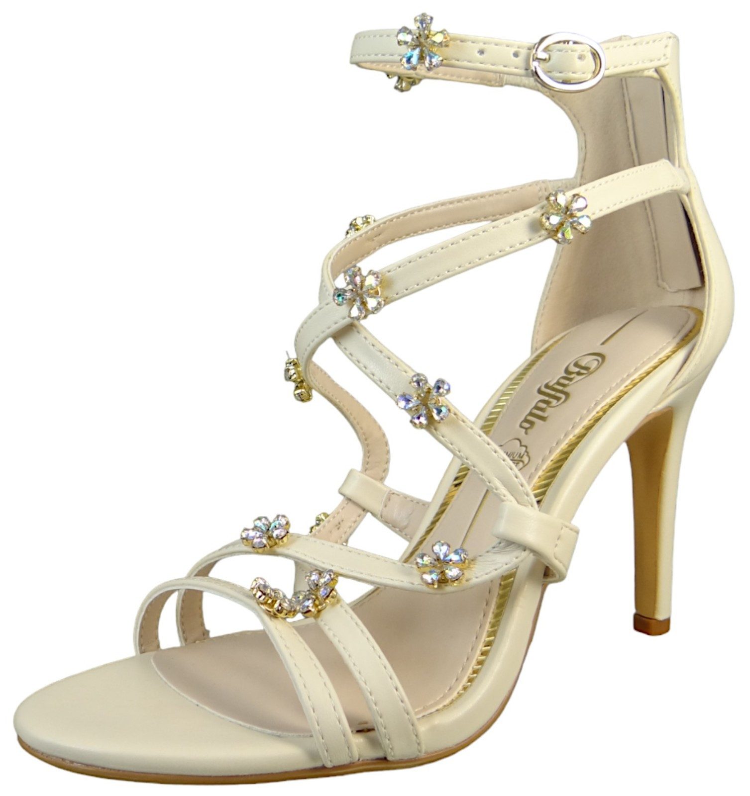 Buffalo 1291528 Miranda Flower Hochzeit Cream Sandale