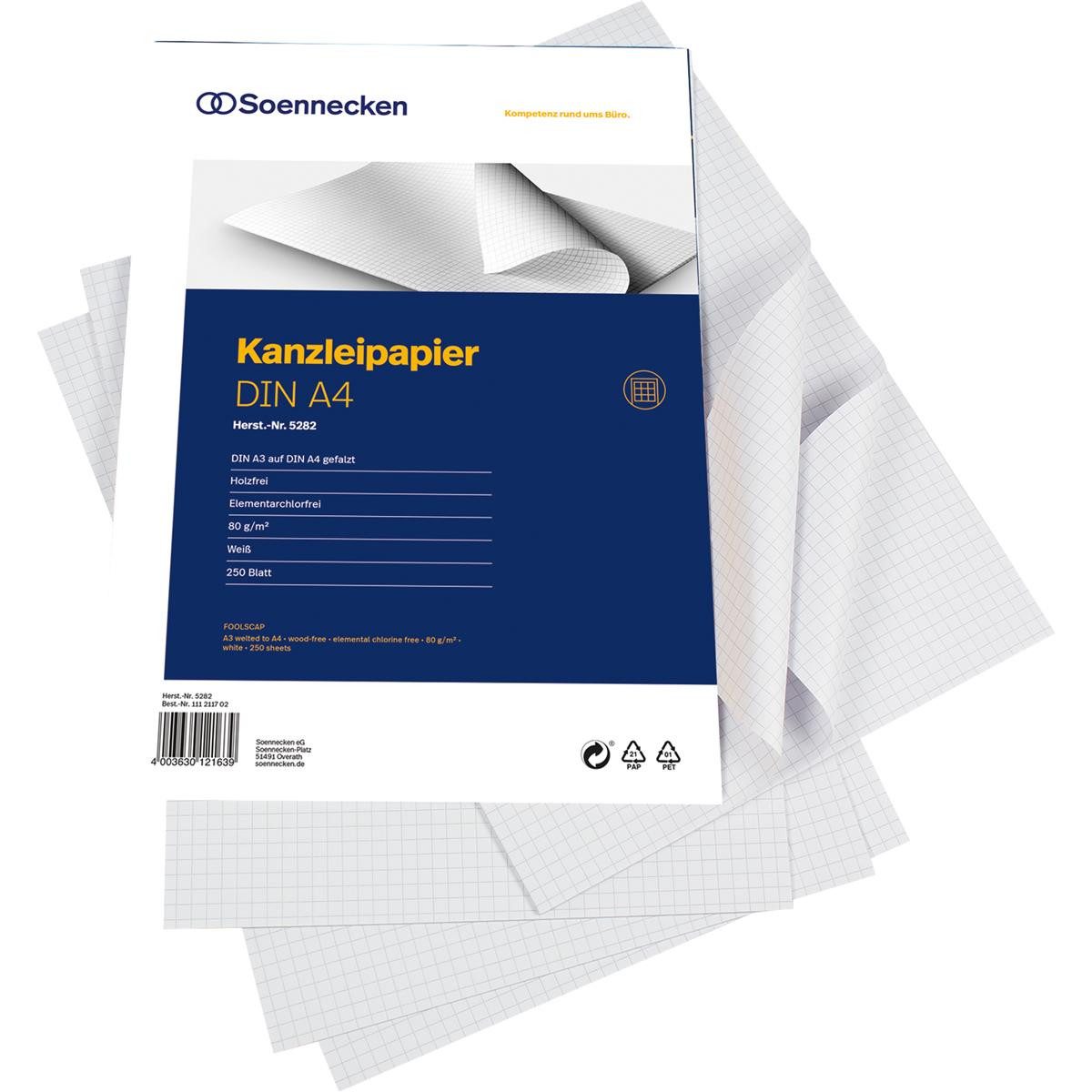 Soennecken Geschäftspapier 5282 A3/A4 o. Korrekturrand kar. 250 Bl./Pack.