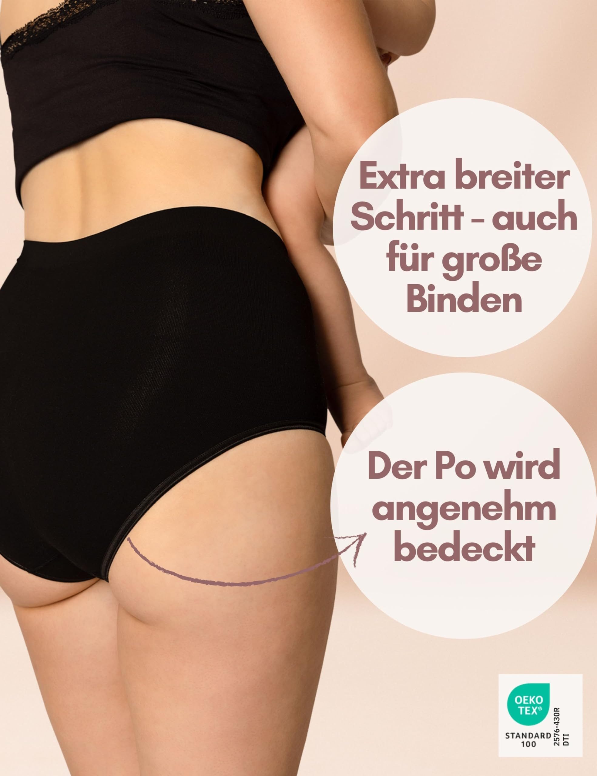 Mrs. Mum Funktionsunterhose Kaiserschnitt Unterhose High Waist I Stützende Wochenbett Unterwäsche (Bauchweg & figurformend I Postpartum Recovery Panty, 1-St., M – Bild 5 von 5