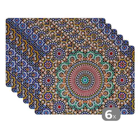Platzset, Ansicht eines marokkanischen Mosaiks von oben, MuchoWow, (6-St), Platzset, Platzdecken, Platzmatte, Tischmatten, Schmutzabweisend