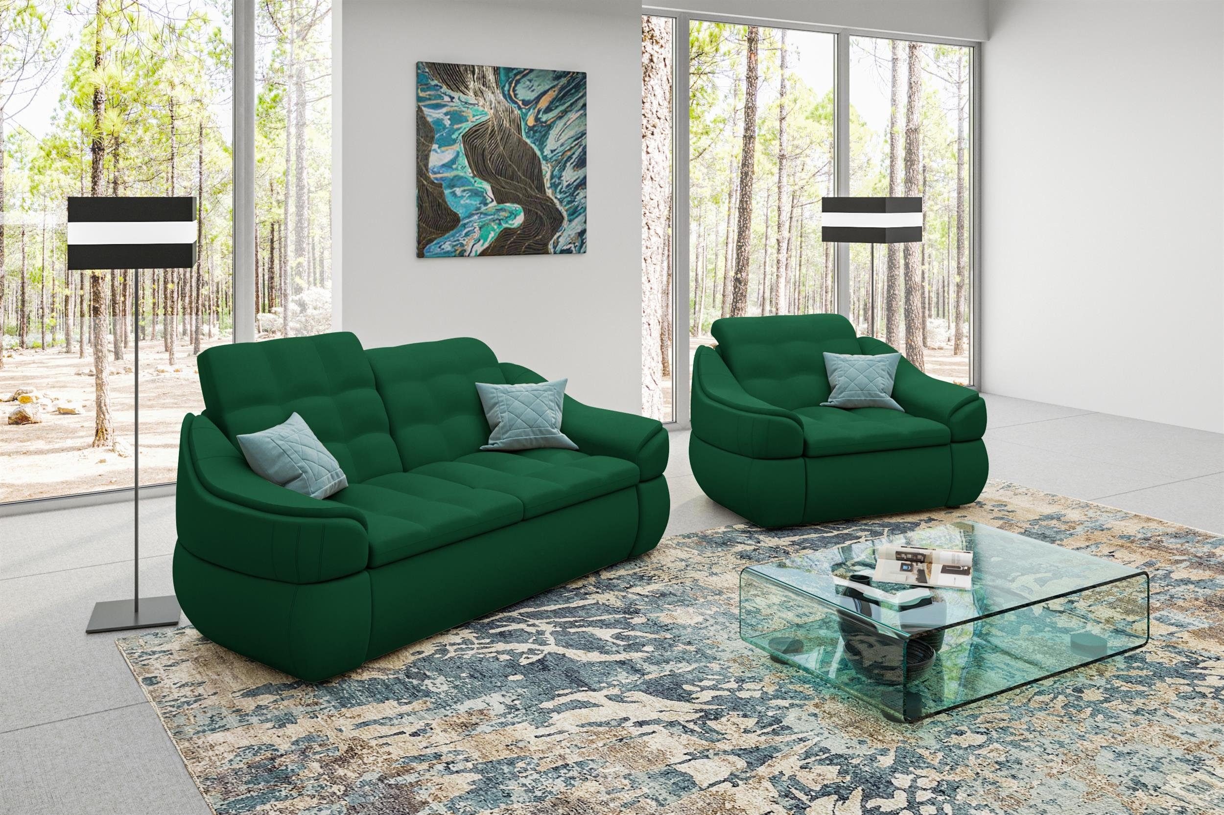 Stylefy Polstergarnitur Alisa, (Set (2-tlg), Sessel, Design 2-Sitzer bestehend Sofa Modern aus und