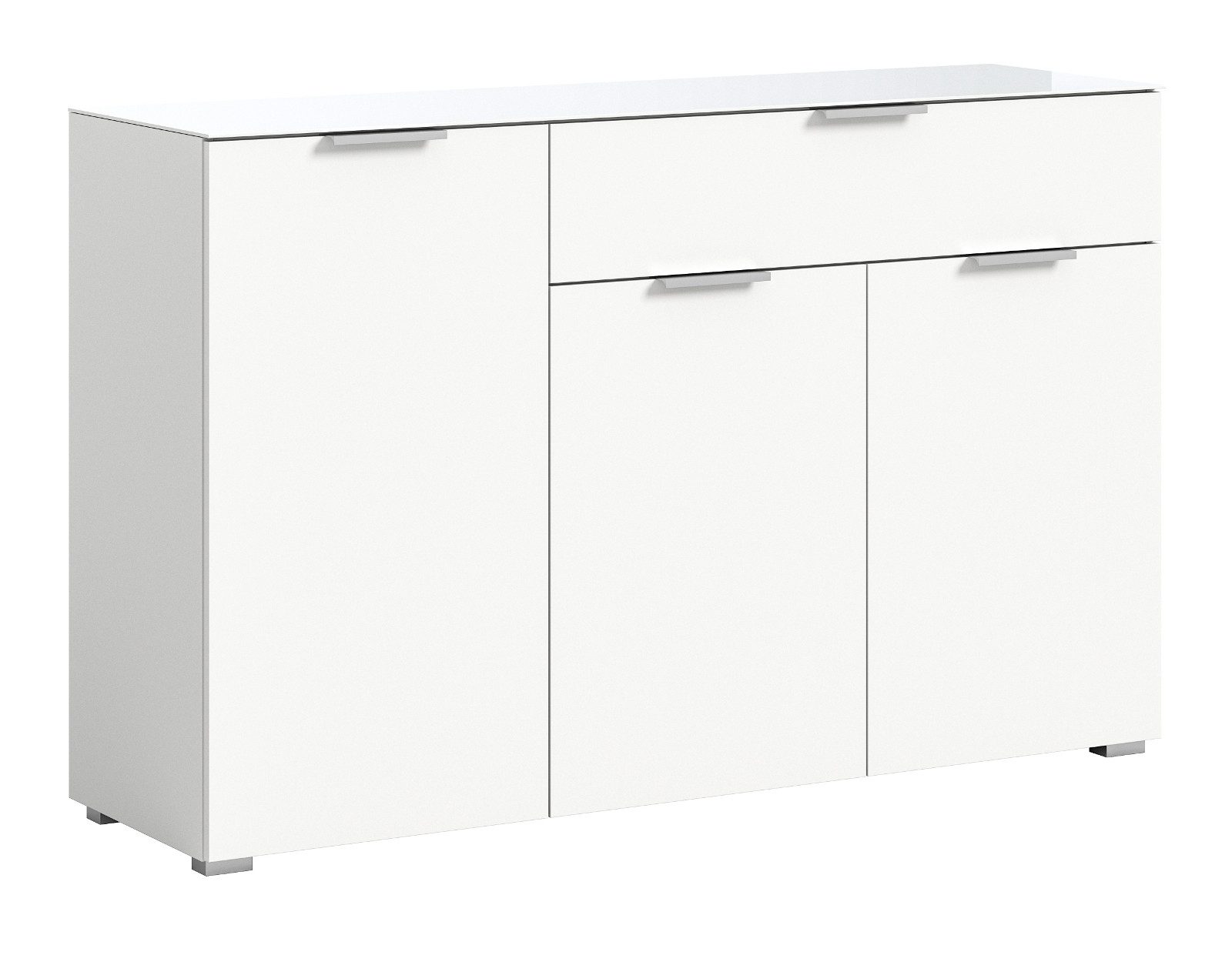 Inn.Furn Kommode Riano (in weiß mit Glasauflage, 136 x 86 cm), mit Soft-Close