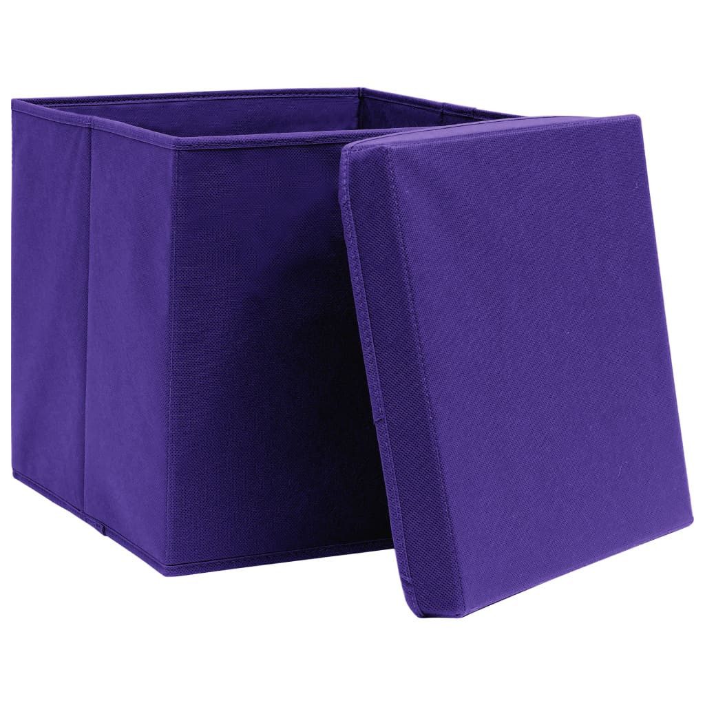 vidaXL Aufbewahrungsbox, Aufbewahrungsboxen mit Deckeln 4 Stk. Lila 32x32x32 cm Stoff