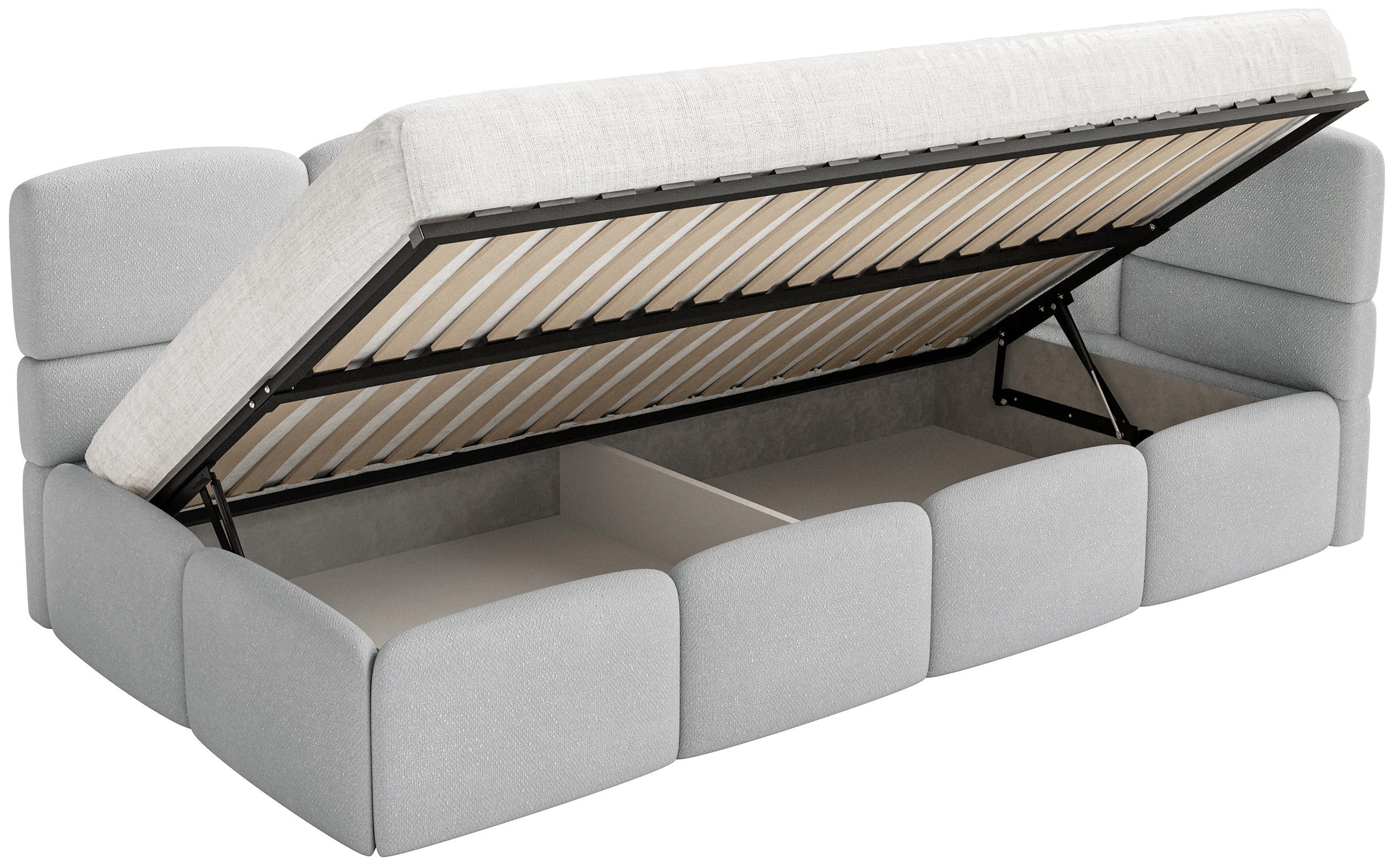 Selsey Kinderbett CLOUDY, Bettkasten, 2x Rausfallschutz, Chenille wasserabweisend, 120 x 200 cm