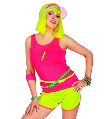 Widmann S.r.l. Kostüm Tank Top, Neon Pink - 80er Jahre Disco Kostüm