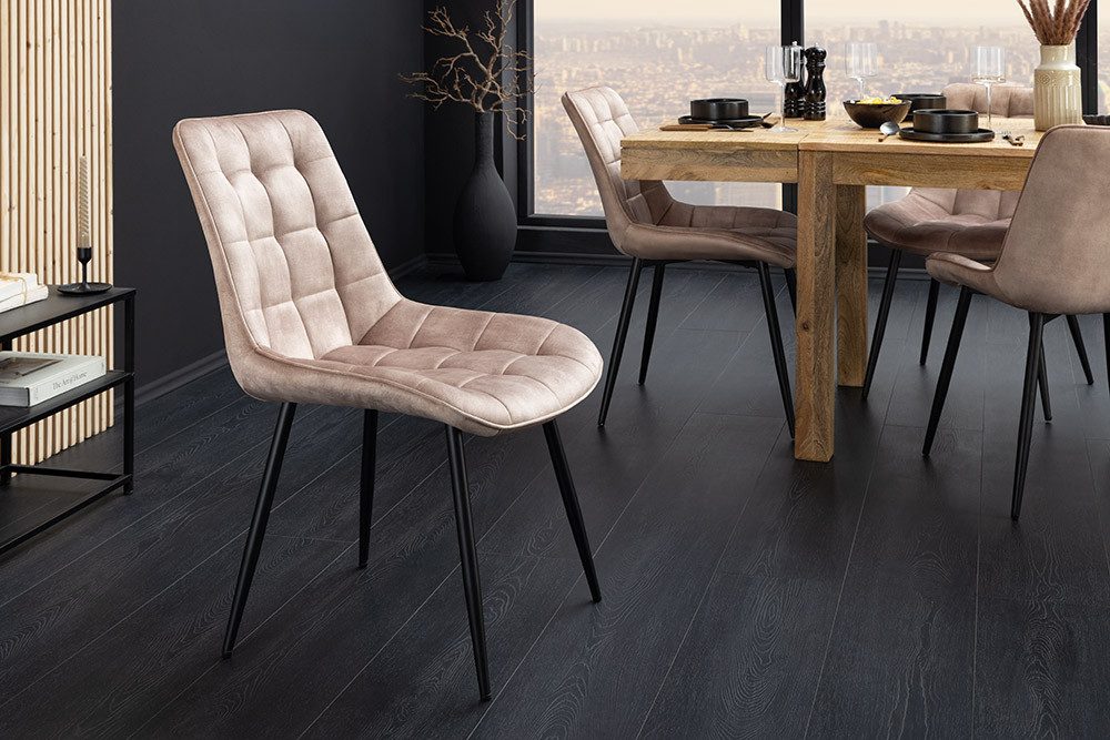 riess-ambiente Esszimmerstuhl ROADSTAR champagner greige / schwarz - Samt, günstig online kaufen