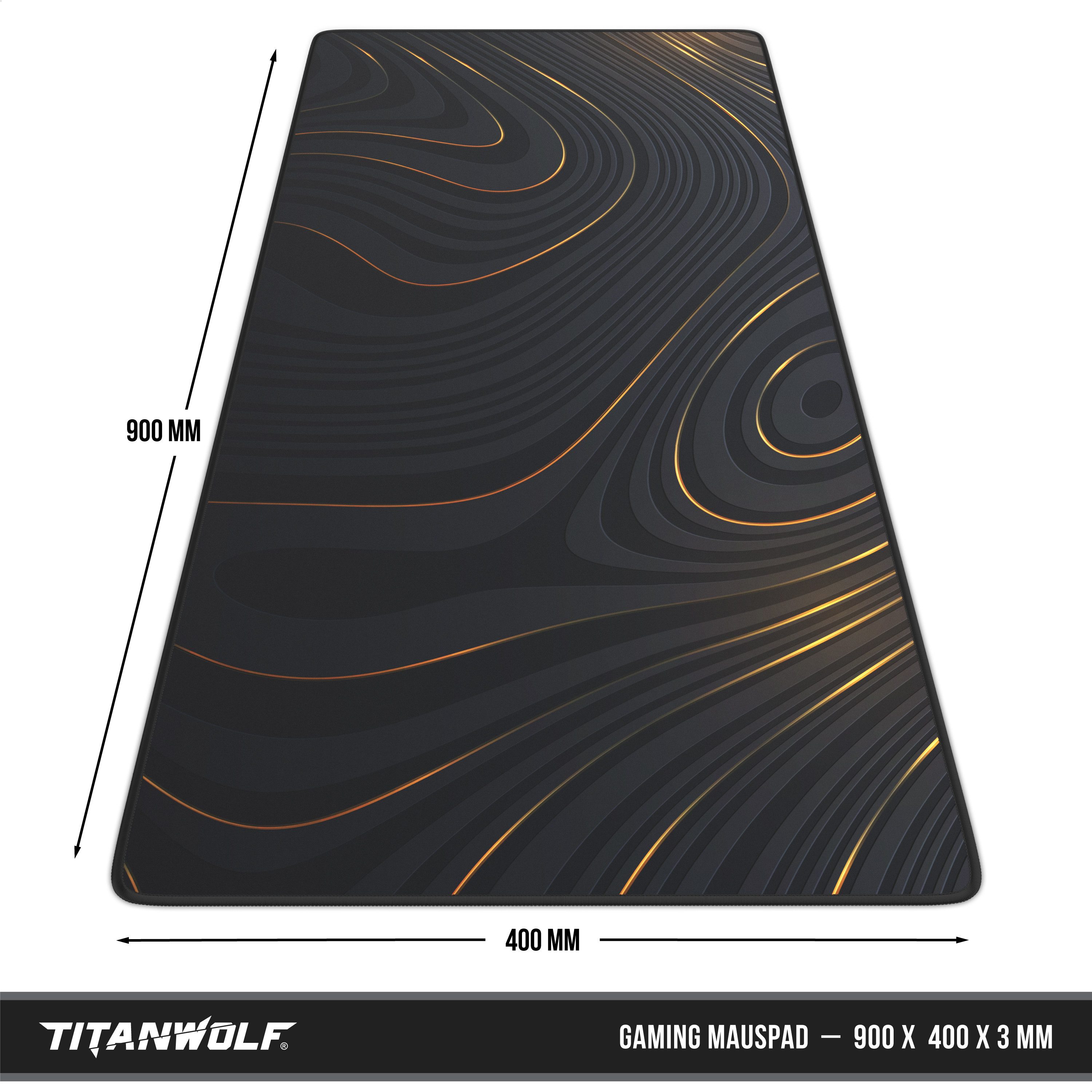 Titanwolf Gaming Mauspad XXL Speed Mousepad 900 x 400 x 3 mm, Schreibtischauflage, abwaschbar (1-St), rutschfeste Rückseite, Geschwindigkeit & Präzision, Abstra – Bild 2 von 5