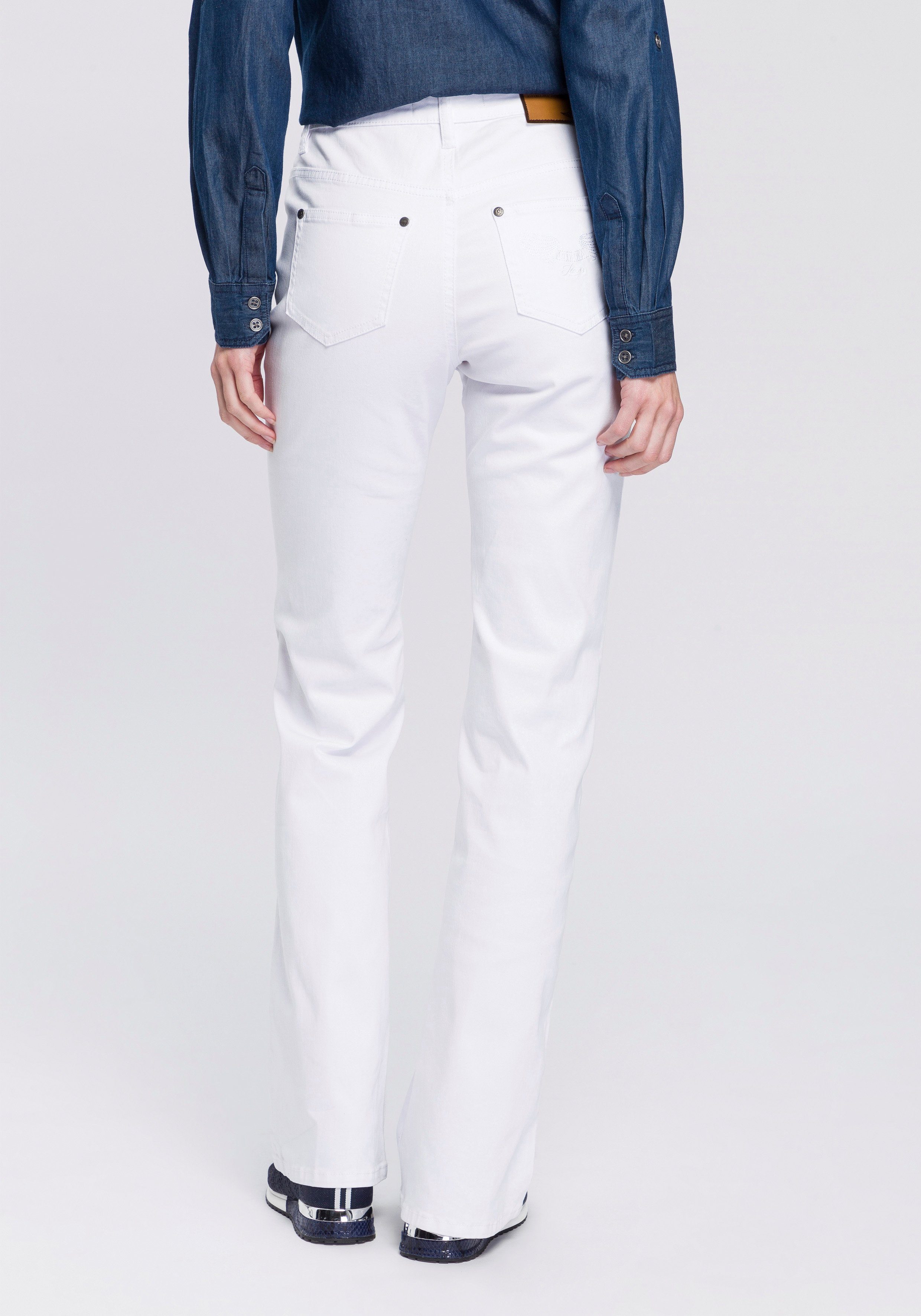 Arizona Bootcut-Jeans Comfort-Fit High Waist white
