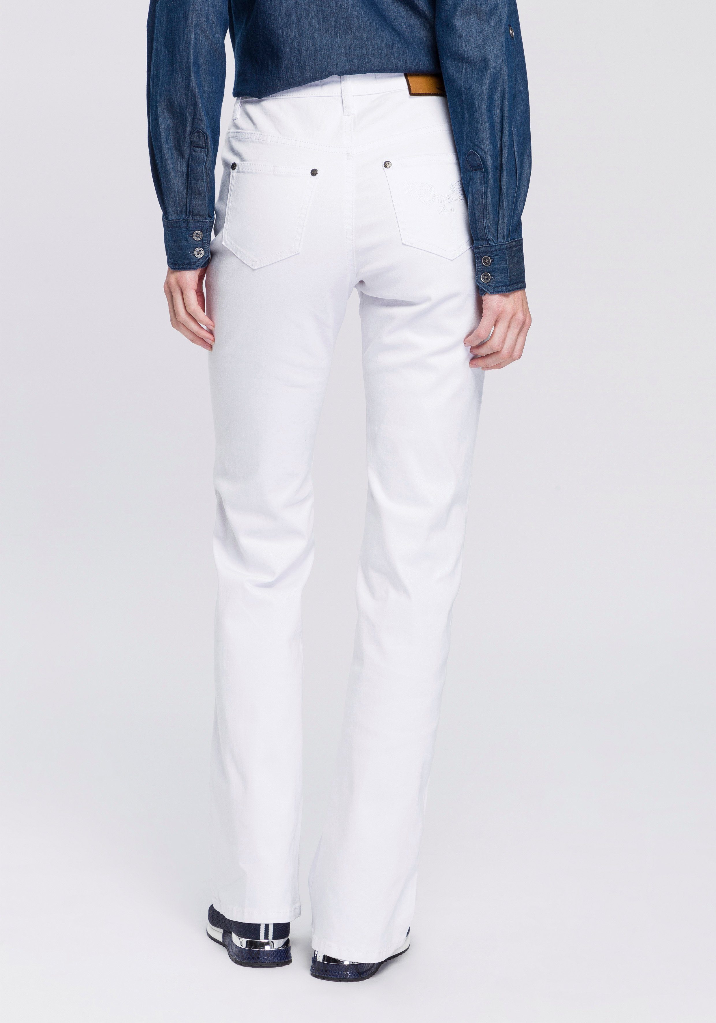 Arizona Bootcut-Jeans Comfort-Fit High Waist white | Stretchjeans