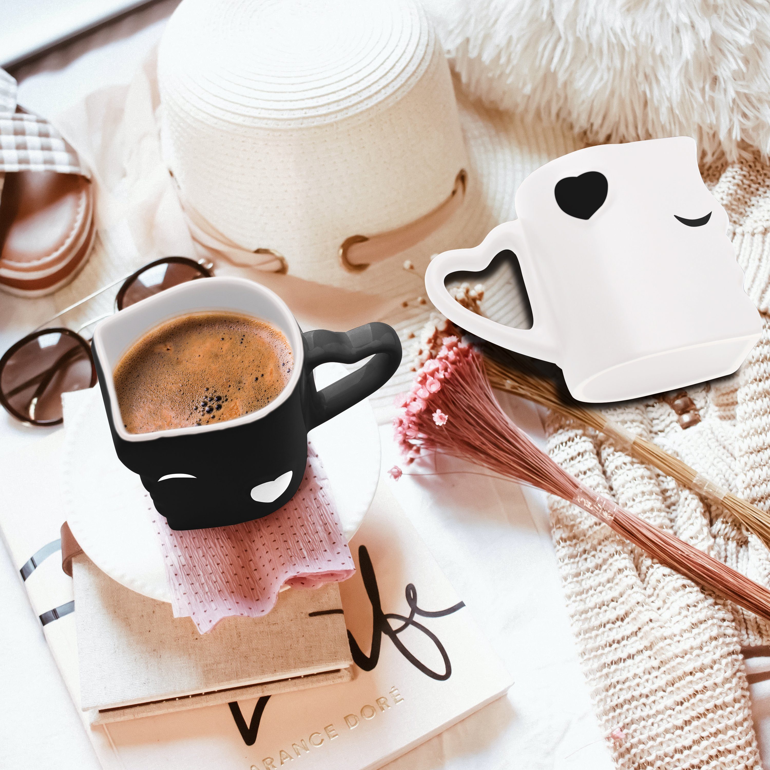 MiaMio Kaffeeservice Küssende Tassen Geschenk Set, Kaffeetassen«, Keramik (2-tlg) – Bild 4 von 5