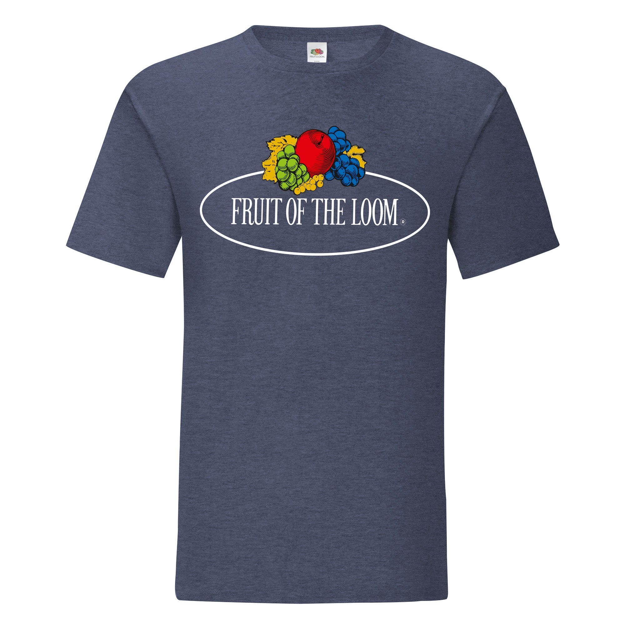 Fruit of the Loom Rundhalsshirt Iconic 150 T-Shirt vintage navy meliert - Vintage-Logo groß