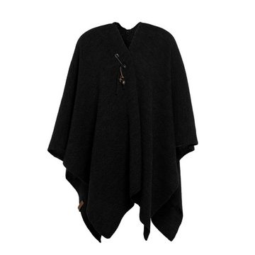 Knit Factory Strickponcho Jazz Poncho capes One Size Glatt Schwarz (1-tlg) Strickware Strickartikel Pullover Strickpullover