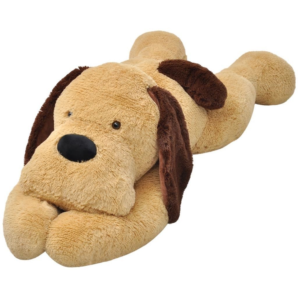 vidaXL Kuscheltier Hund liegend Plüschhund Stofftier Plüschtier Kuscheltier Braun 80 cm
