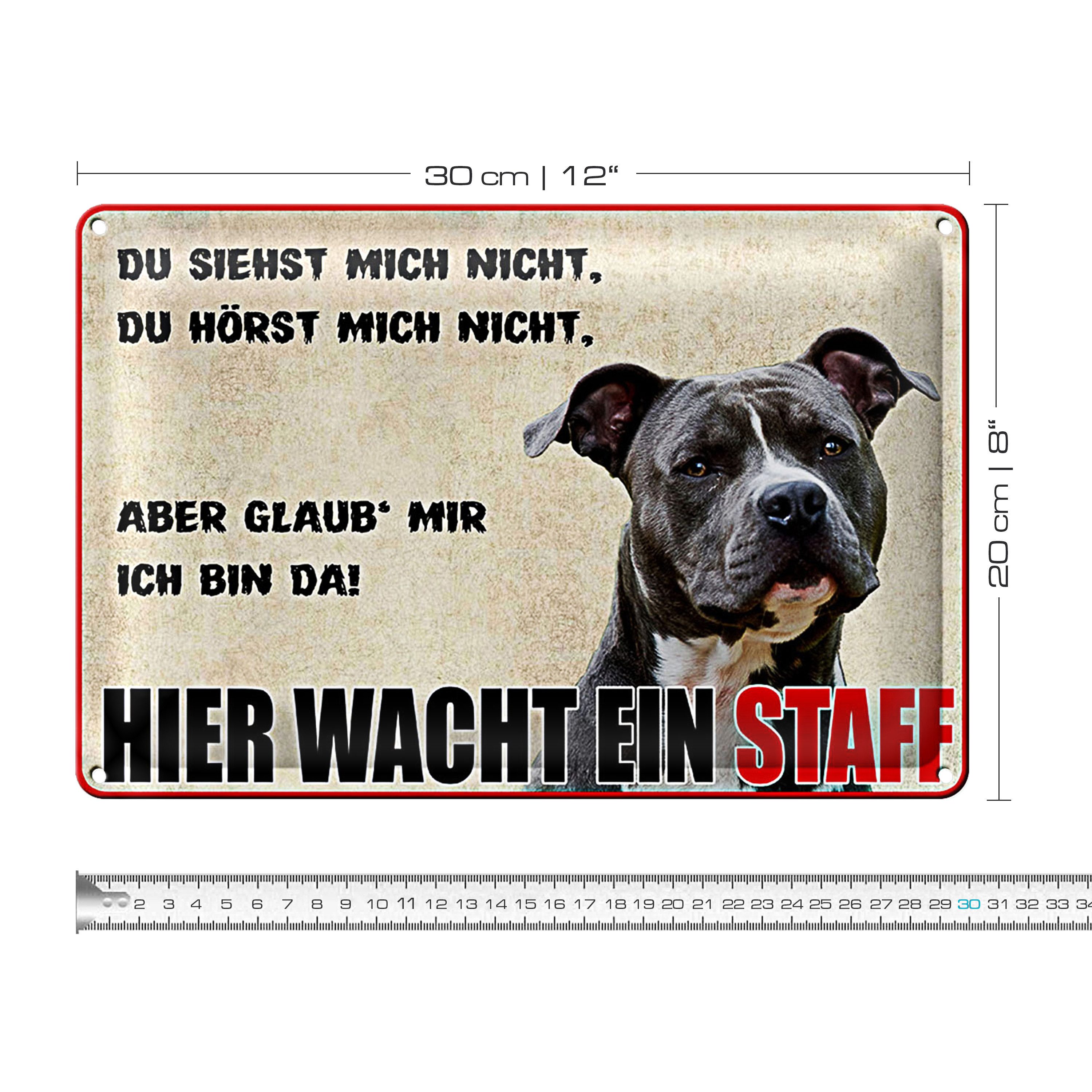 Roomando Metallschild Blechschild Warnschild 30x20cm Hund Hier wacht ein St günstig online kaufen