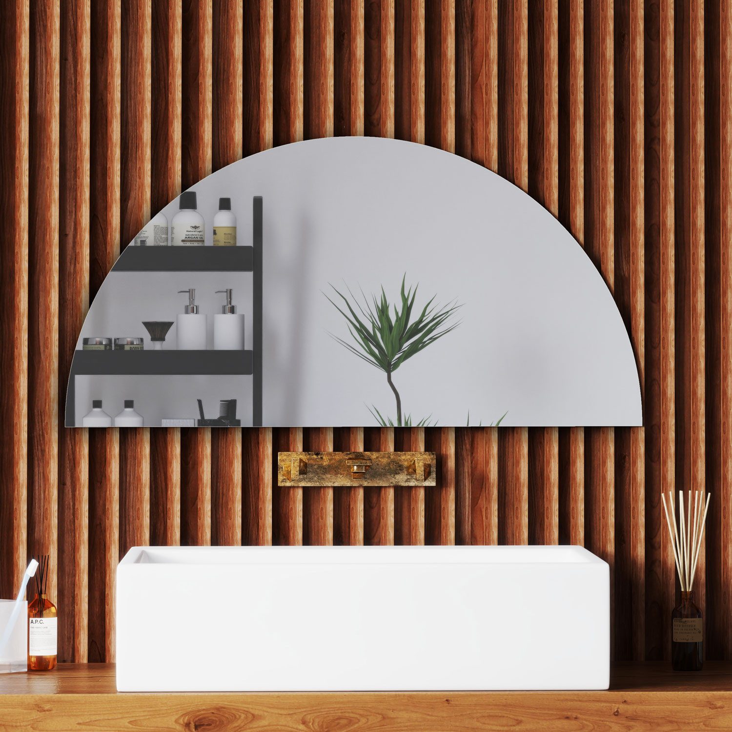 Aica Sanitär Dekospiegel Wandspiegel Halbrund Badspiegel Rund Spiegel Halbk günstig online kaufen