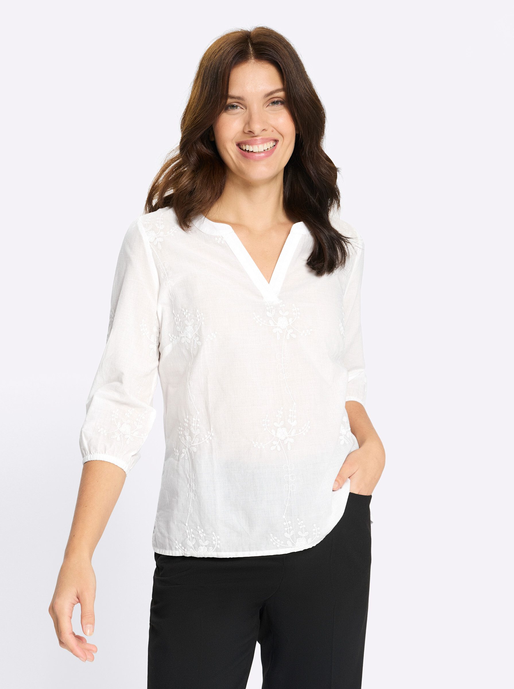 Klassische Bluse Schlupfbluse 3/4-Arm