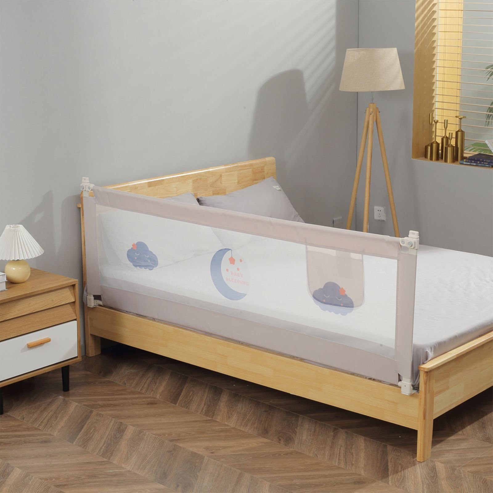 Baby Vivo Bettschutzgitter höhenverstellbares Bettgitter 180 x 65 cm - Grau