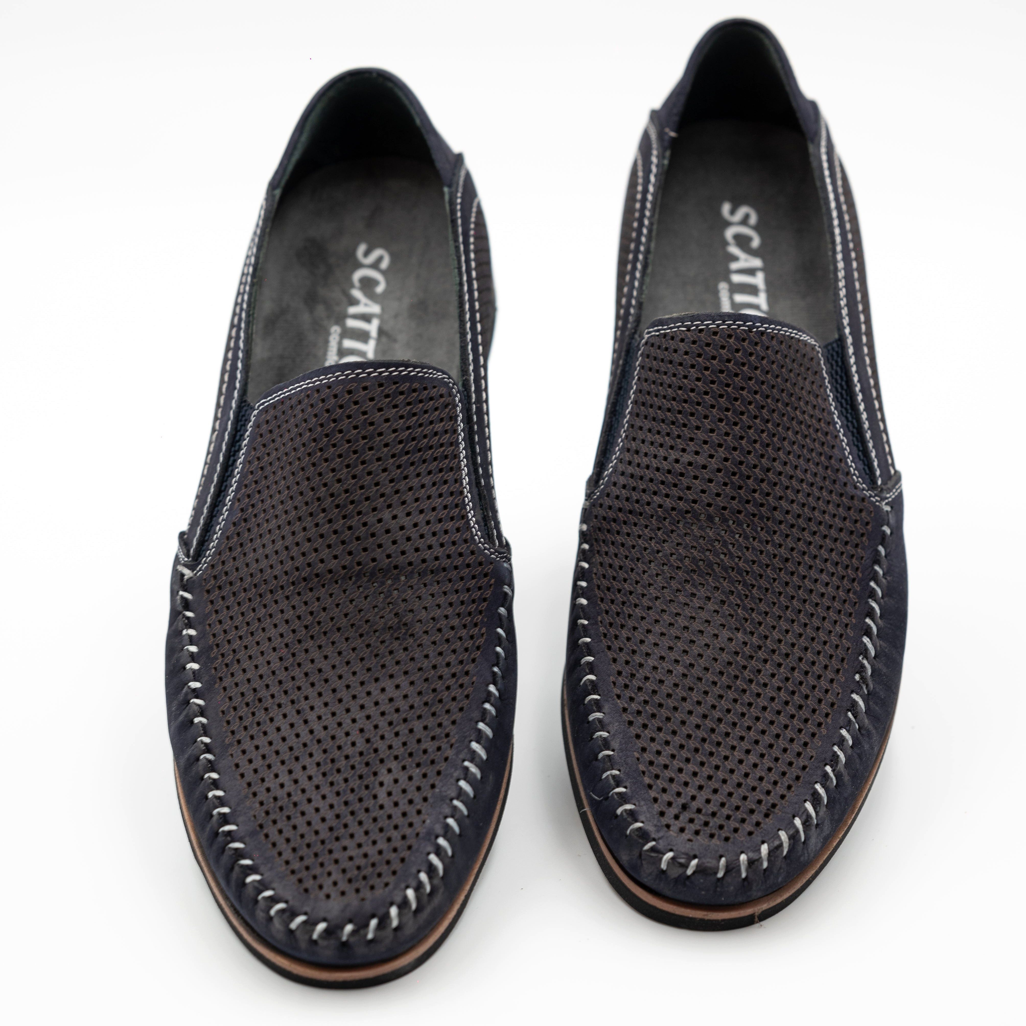 Indigoblau Herren echtem Leder Mokassins, Sommer Schuhe Mokassin