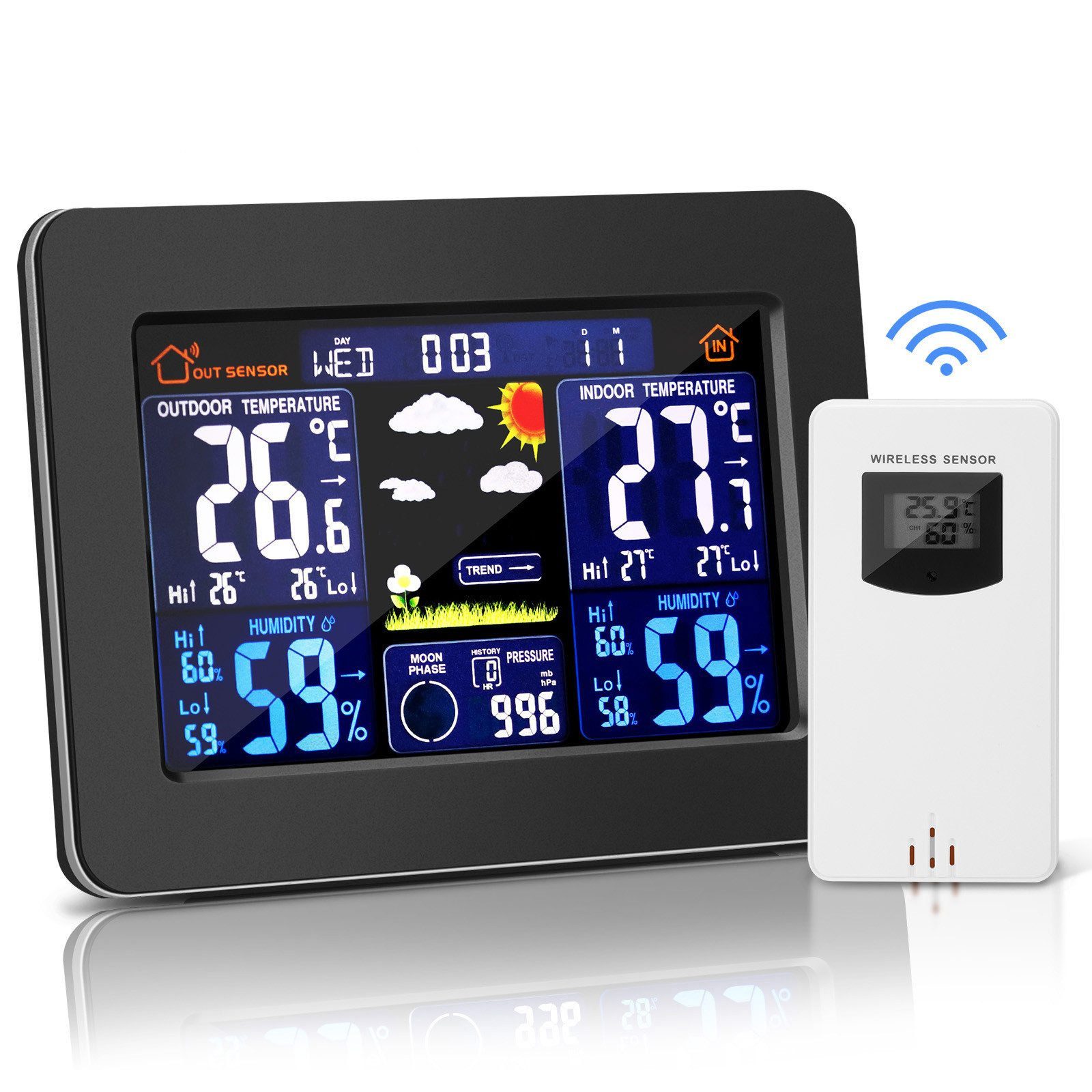 Wetterstation Weather Station Funk Drahtlose Wetterstation mit Außensensor