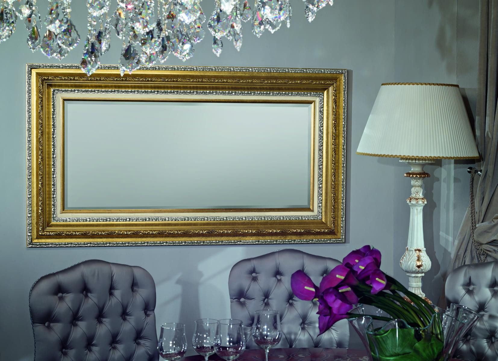 JVmoebel Wandspiegel Eleganter Barock Spiegel mit Gold- und Silberverzierung (1-St), Made in Europa