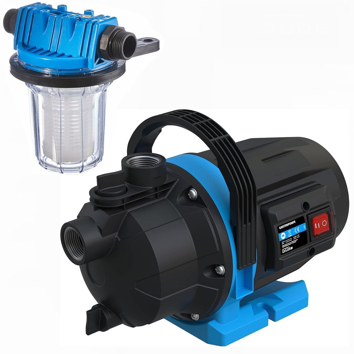 Güde Akku-Gartenpumpe Gartenpumpe GP 600 W, 3200 l/h Wasserfilter Pumpe Gartenbewässerung
