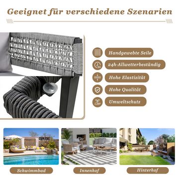 Flieks Gartenlounge-Set, Balkonmöbel Gartenmöbel Seil mit Gartentisch und Kissen