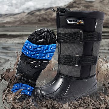 Daisred Schneestiefel Wasserdicht Warm Futter mit Edelstahlspikes Winterboots