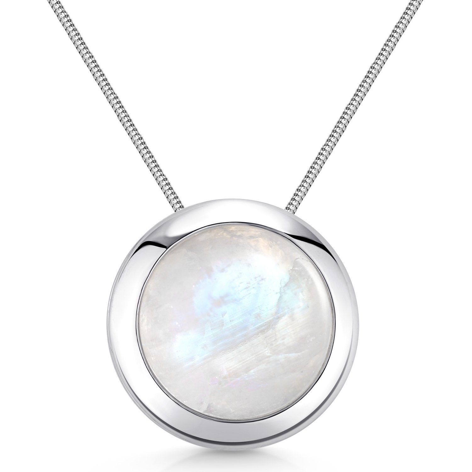Materia Kettenanhänger Mondstein Edelstein weiß rund günstig online kaufen