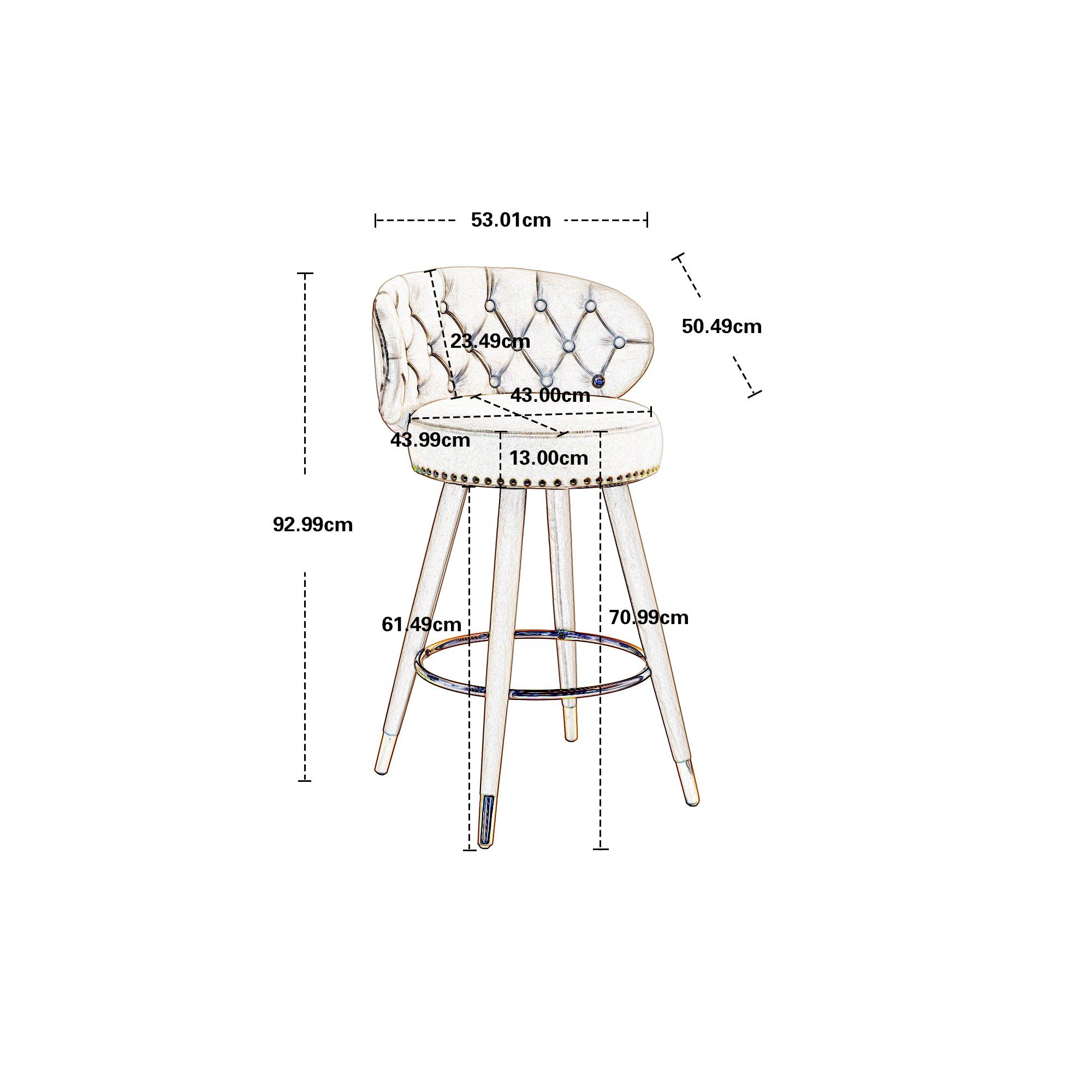 REDOM Barhocker und Drehhocker 2 feste Holzbeinen mit Set (Hocker mit die Küchentheke, Grad Barstühle Schwenkbarhocker 360 Höhe Tresenhocker, für Drehung Barhockern), schwarz