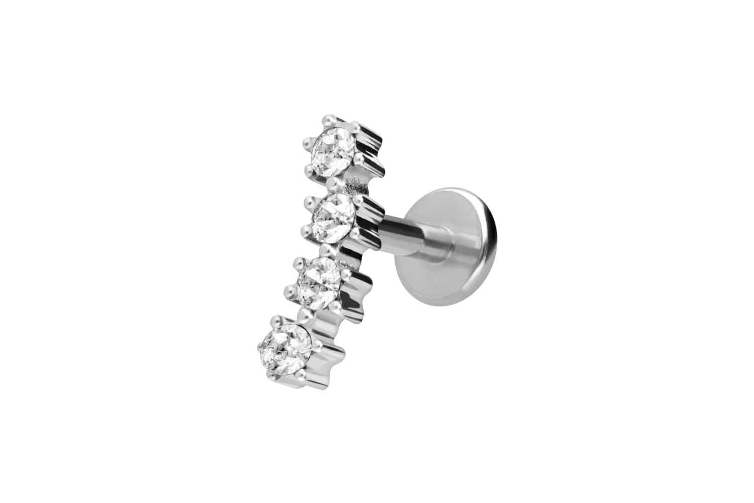 PIERCINGLINE Piercing-Set Titan Labret mit Innengewinde 4 EINGEFASSTE KRIST günstig online kaufen
