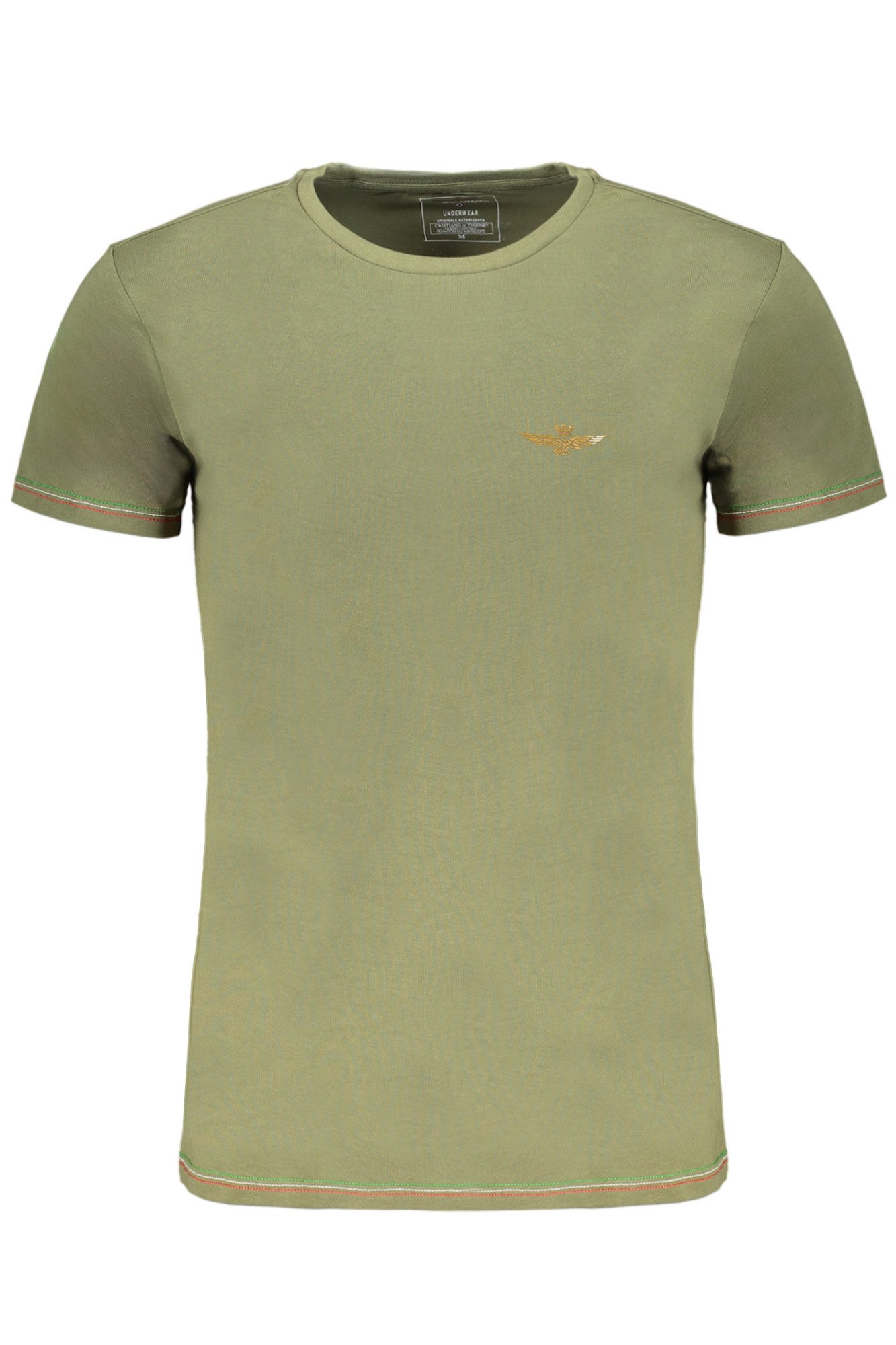 Aeronautica Militare T-Shirt Herren Kurzarm T-Shirt Grün mit Kontrastdetails