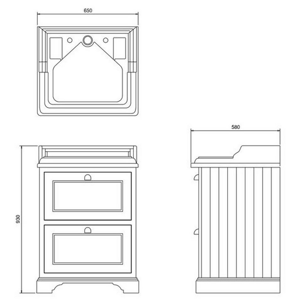 Thumbnail - Casa Padrino Waschtisch Keramik Waschschrank mit 2 Schubladen - Luxus Waschtisch