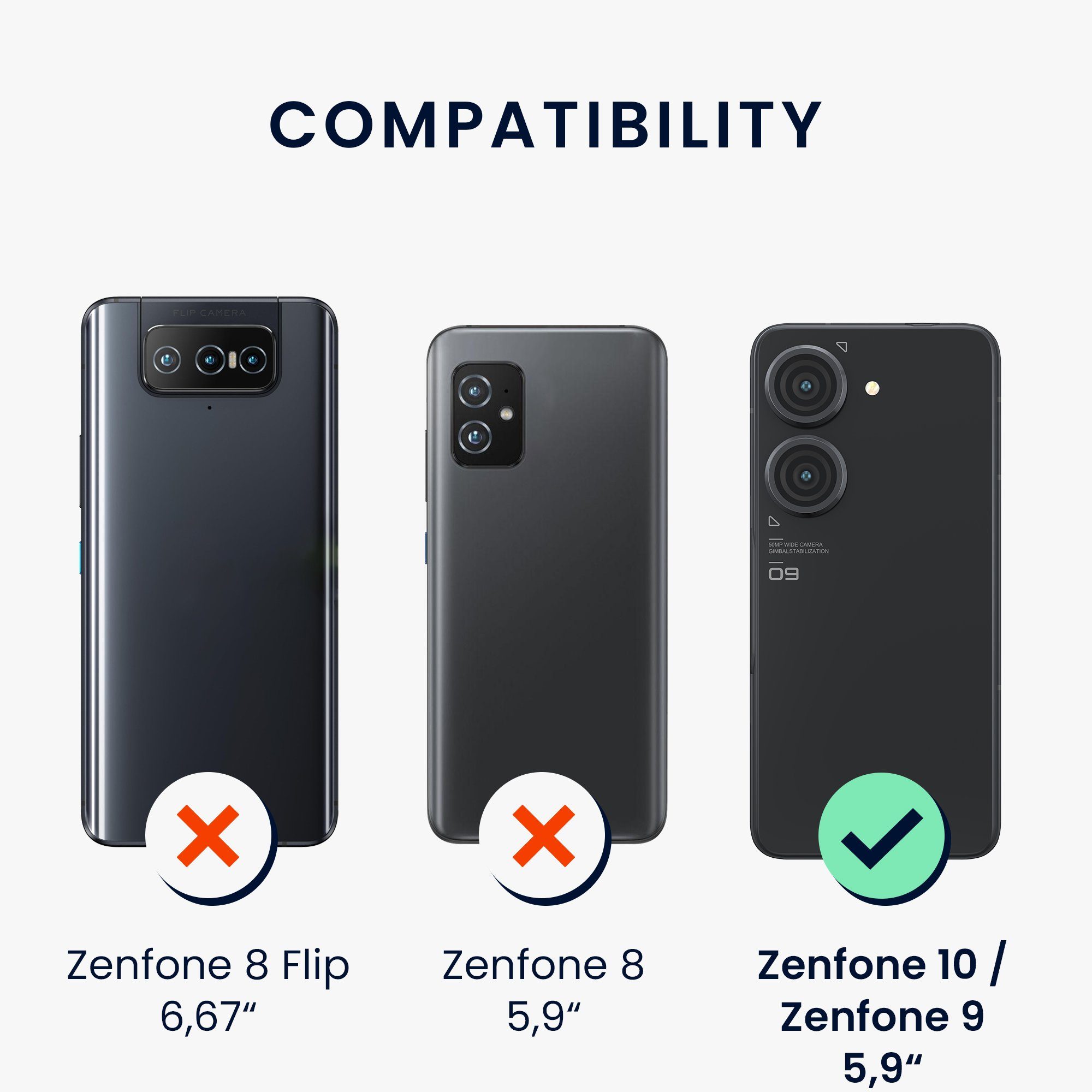 kwmobile Handyhülle Hülle für ASUS Zenfone 10 / Zenfone 9, Hülle Silikon - Soft Handyhülle - Handy Case Cover
