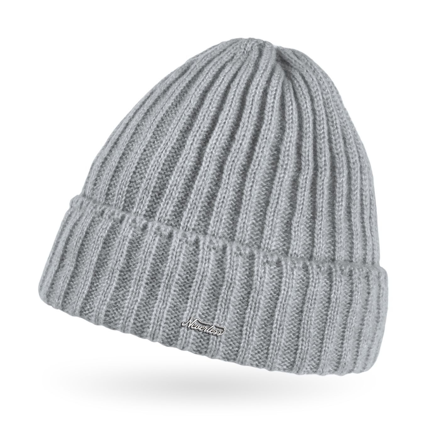Neverless Herren Beanie Mit Totenkopf-Patch - Wintermütze Aus Strick Für 56-60cm Kopfumfang