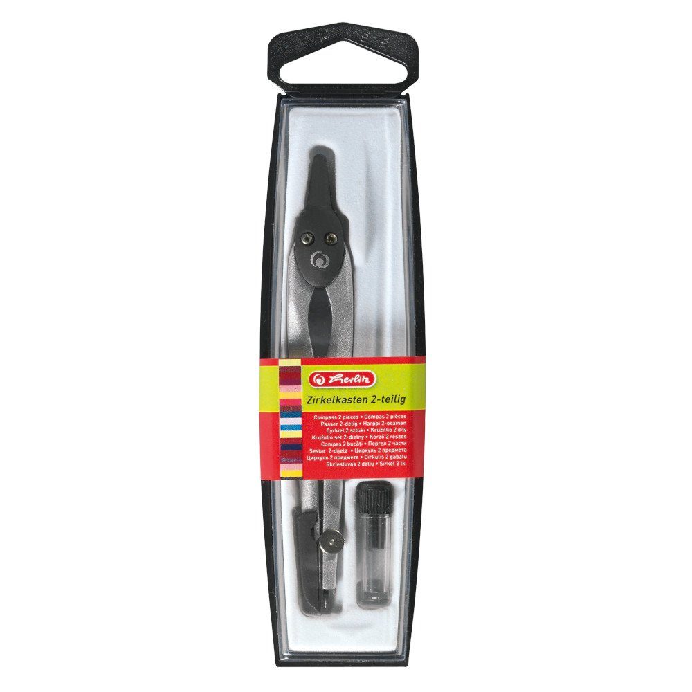 Herlitz Zirkel 4x Herlitz Zirkelkasten / Farbe: je 1x schwarz, lemon, pink und blau