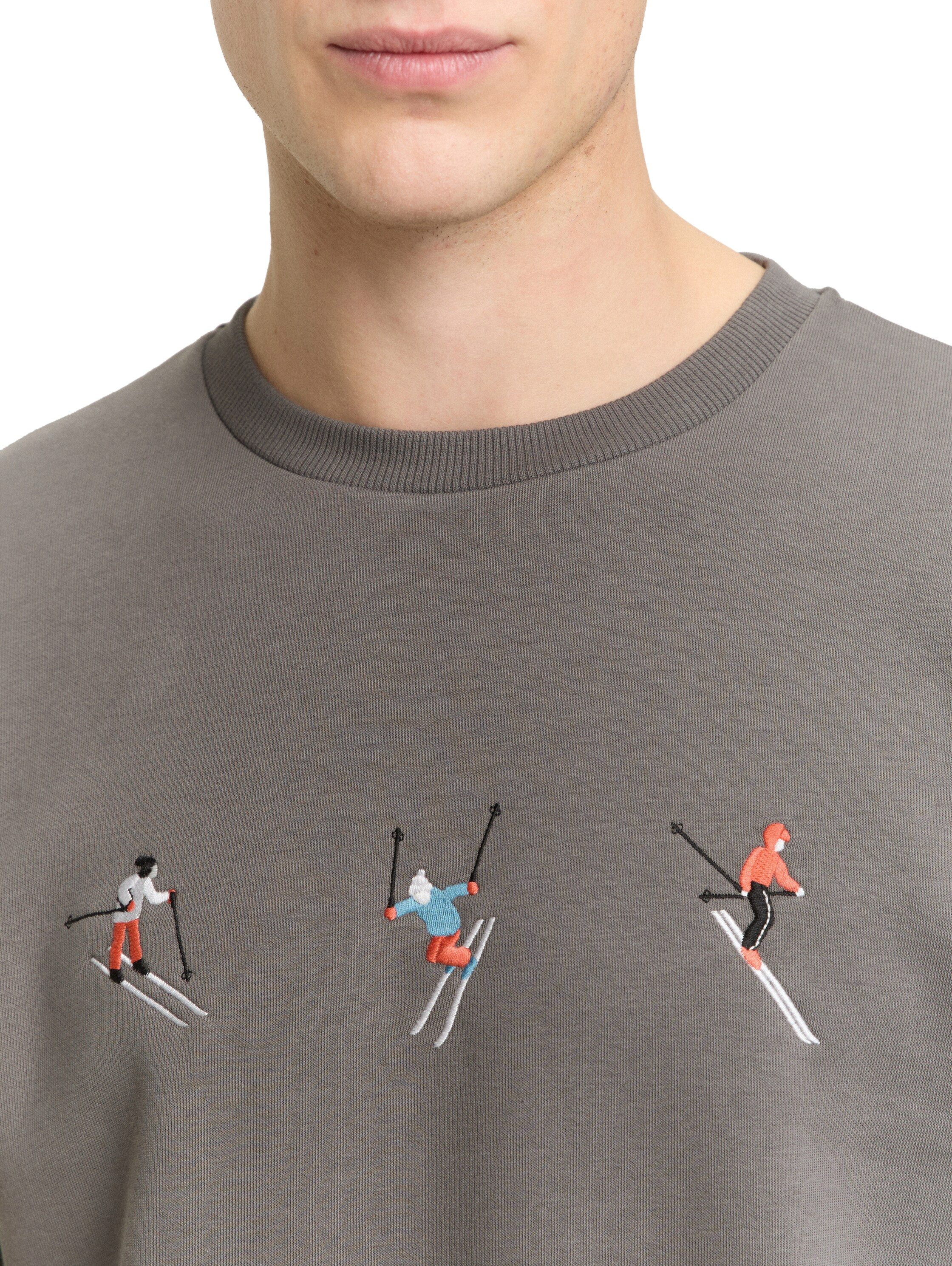 TOM TAILOR Denim Sweater mit Ski-Motiven bestickt