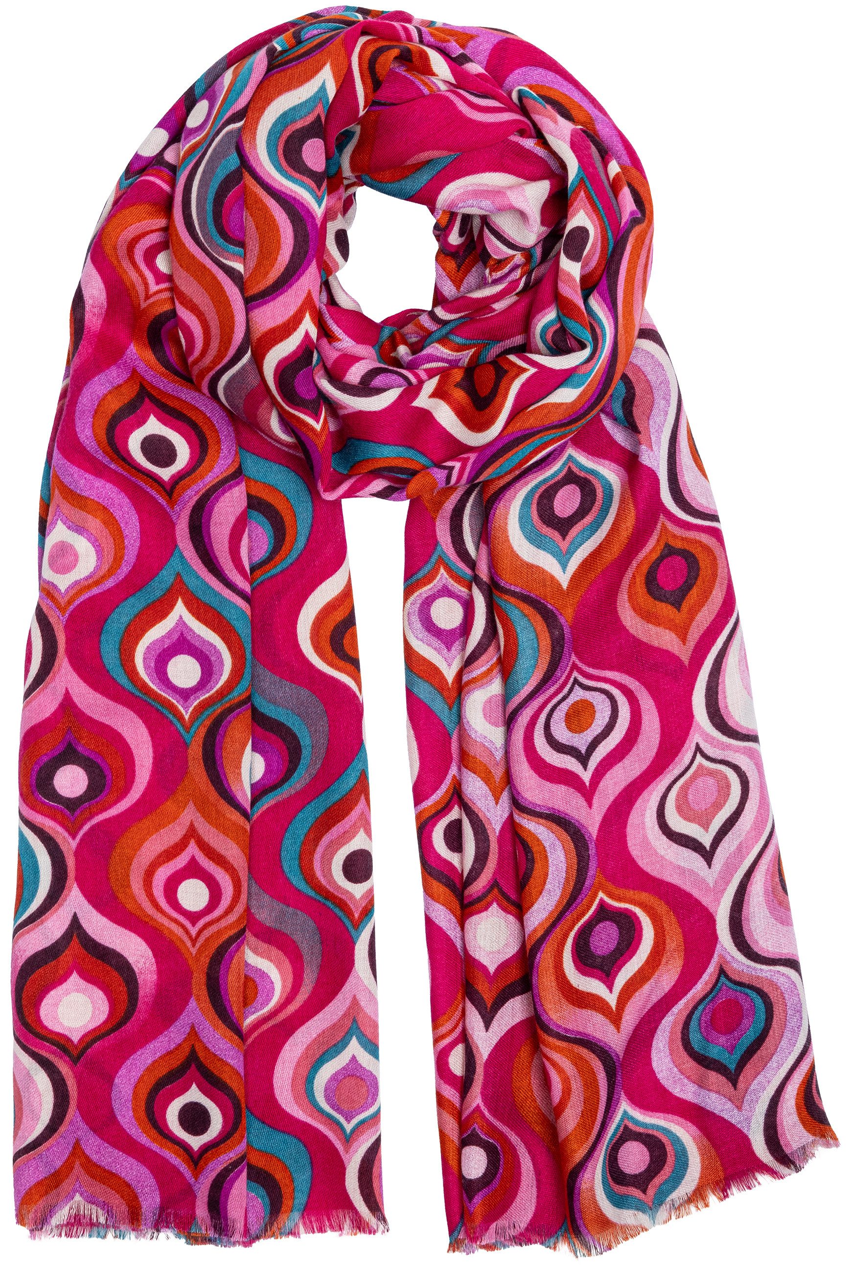 Modeschal SC520 Damen Schal mit stylishem 60er Retro Print