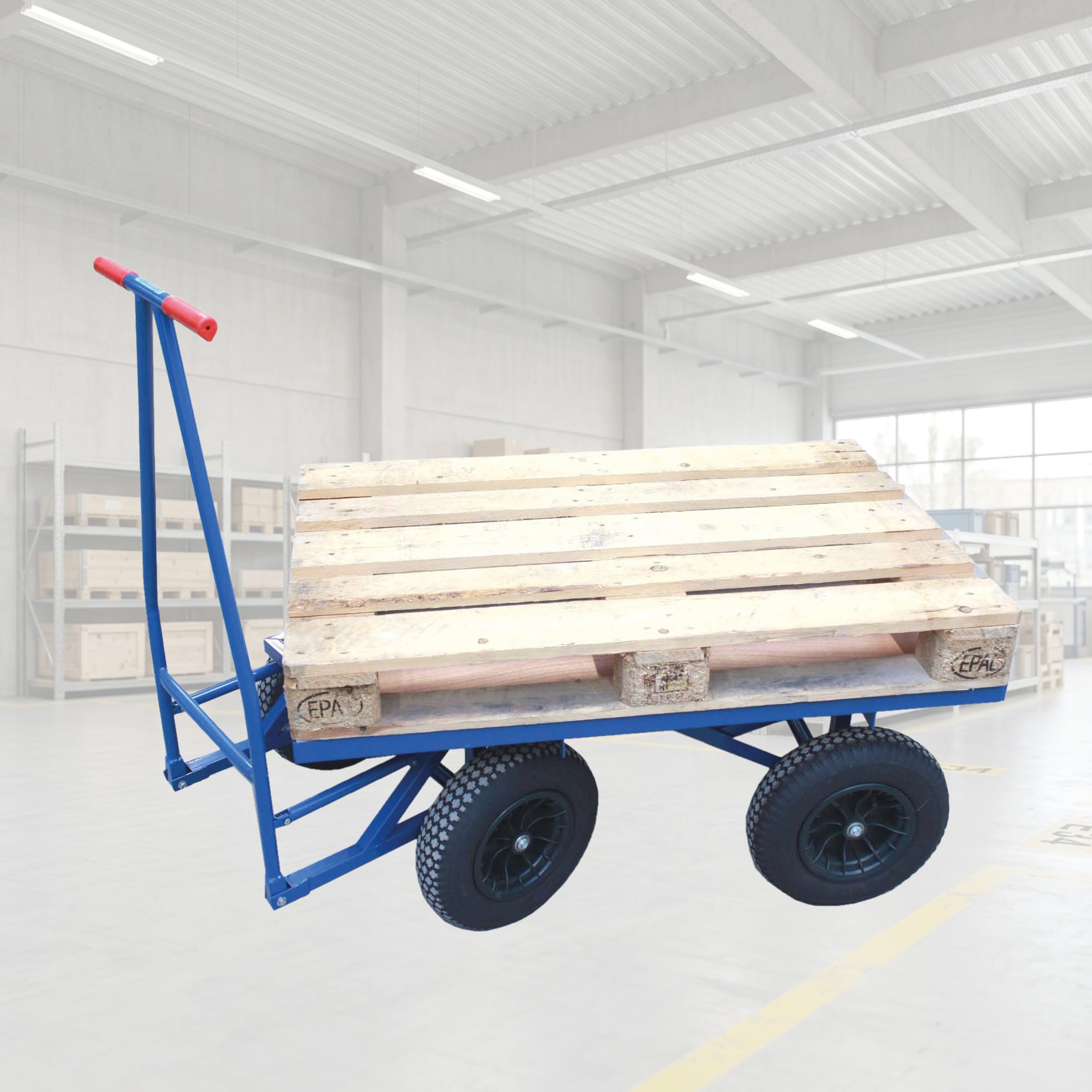 TRUTZHOLM Transportwagen XXL Profi Plattformwagen 500 kg 120x80 cm Palettenwagen mit Bremse