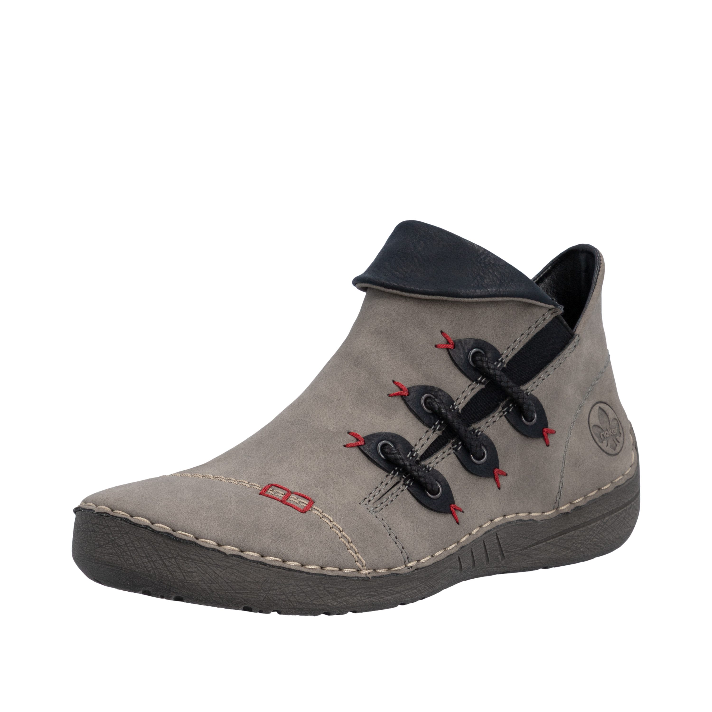 Rieker Stiefelette Schlupfboots, Slipper mit bunten Applikationen seitlich