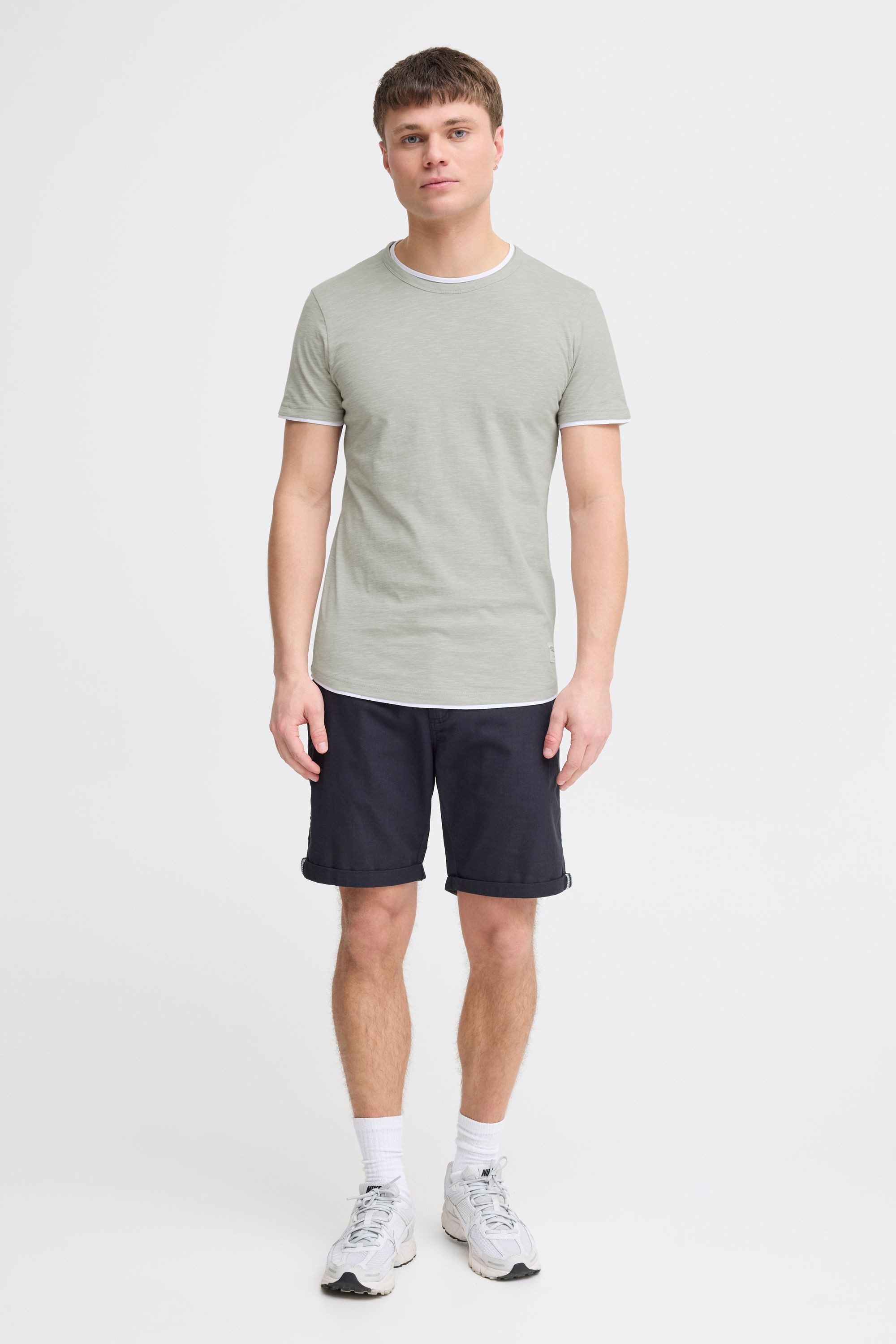 !Solid Rundhalsshirt SDRigos Kurzarmshirt mit farblich abgesetztem Kragen
