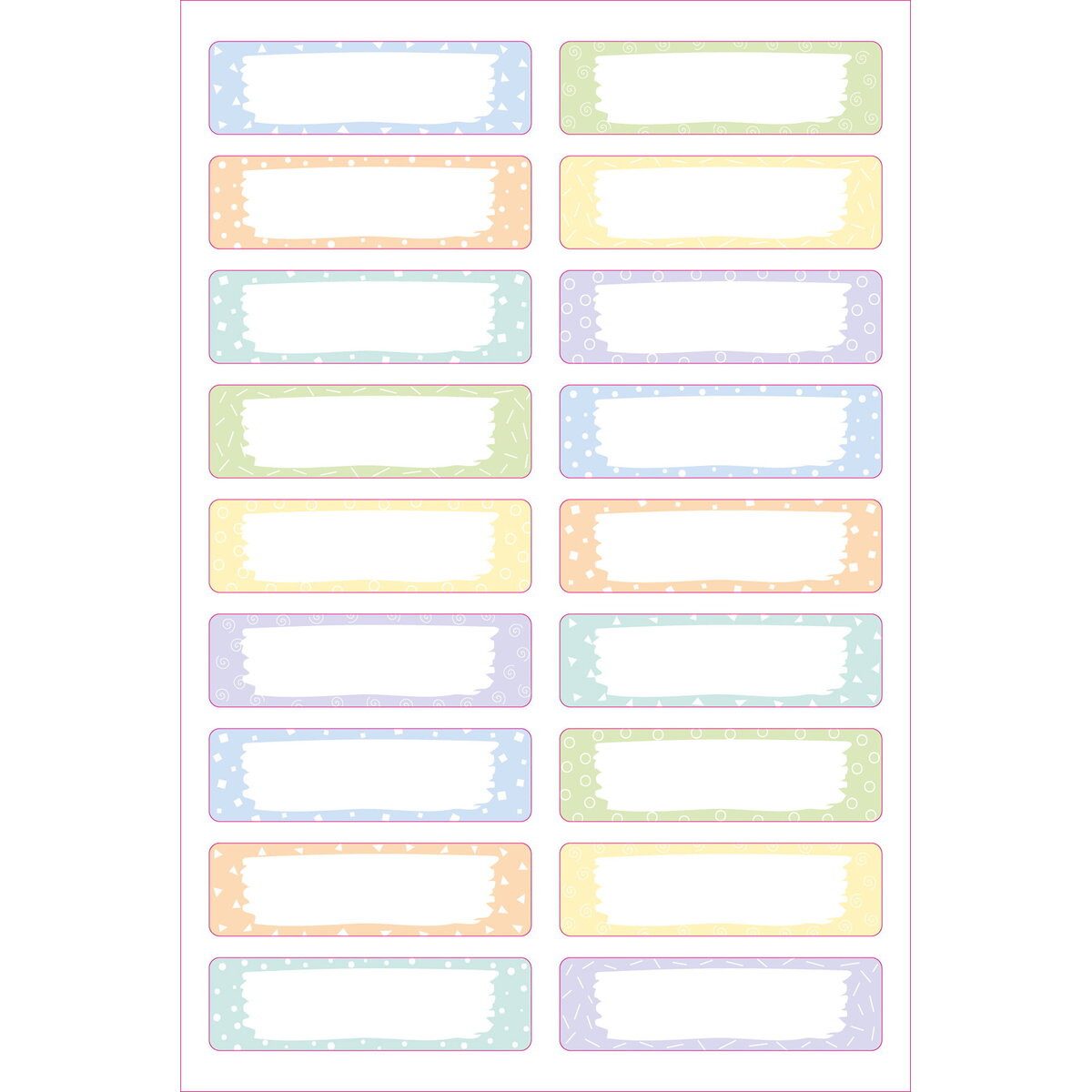 Avery Zweckform Etiketten Textilaufkleber 45x13mm 36 Stück Motiv pastell