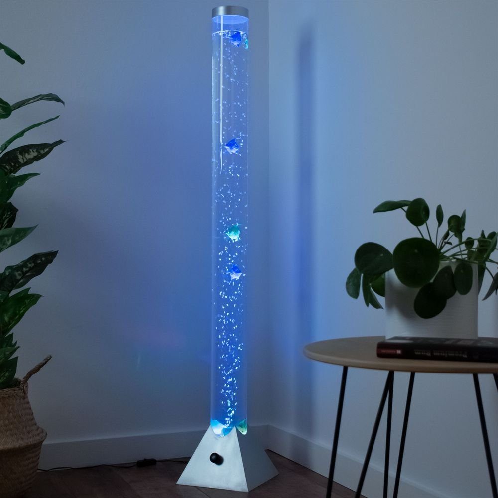 etc-shop Beleuchtung Stand Steh Leuchte LED-Leuchtmittel LED LED Wohnraum Wassersäule verbaut, 10 Deko-Fische Stehlampe, fest