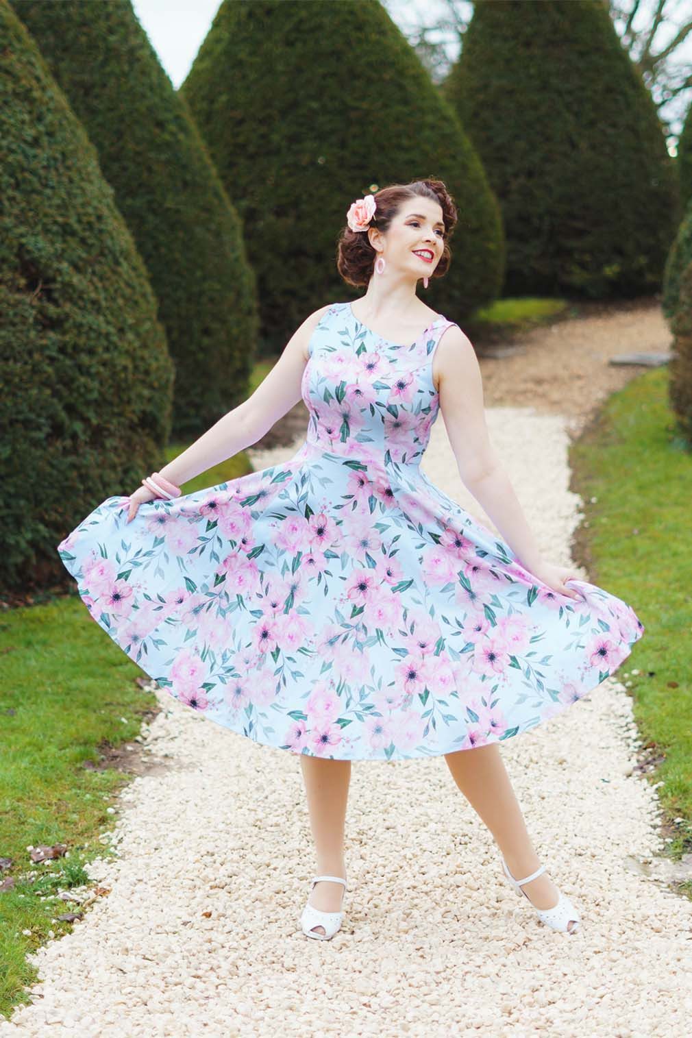 Hearts & Roses London A-Linien-Kleid Claudette Blossom Floral Blumen Vintag günstig online kaufen