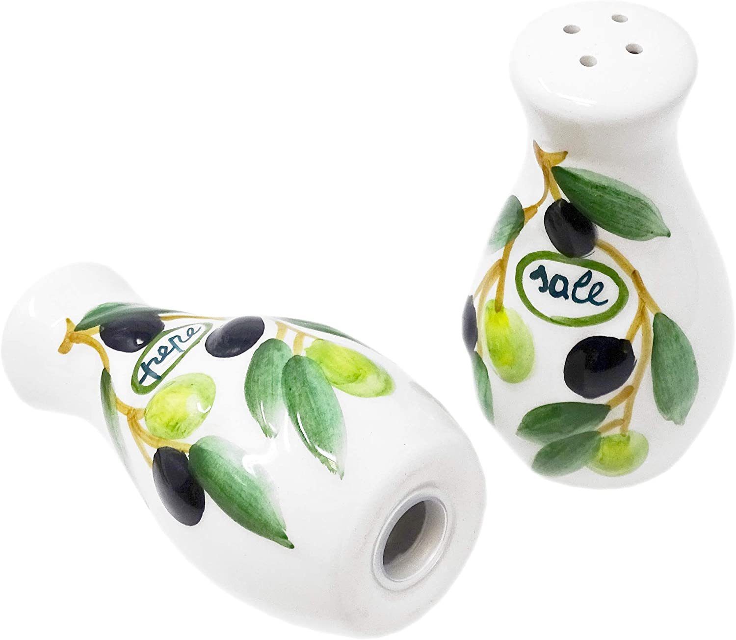 Lashuma Salz- / Pfefferstreuer Olive, (Set, 3-tlg), Gewürzstreuer Set mit Tablett, Größe: 14x8 cm