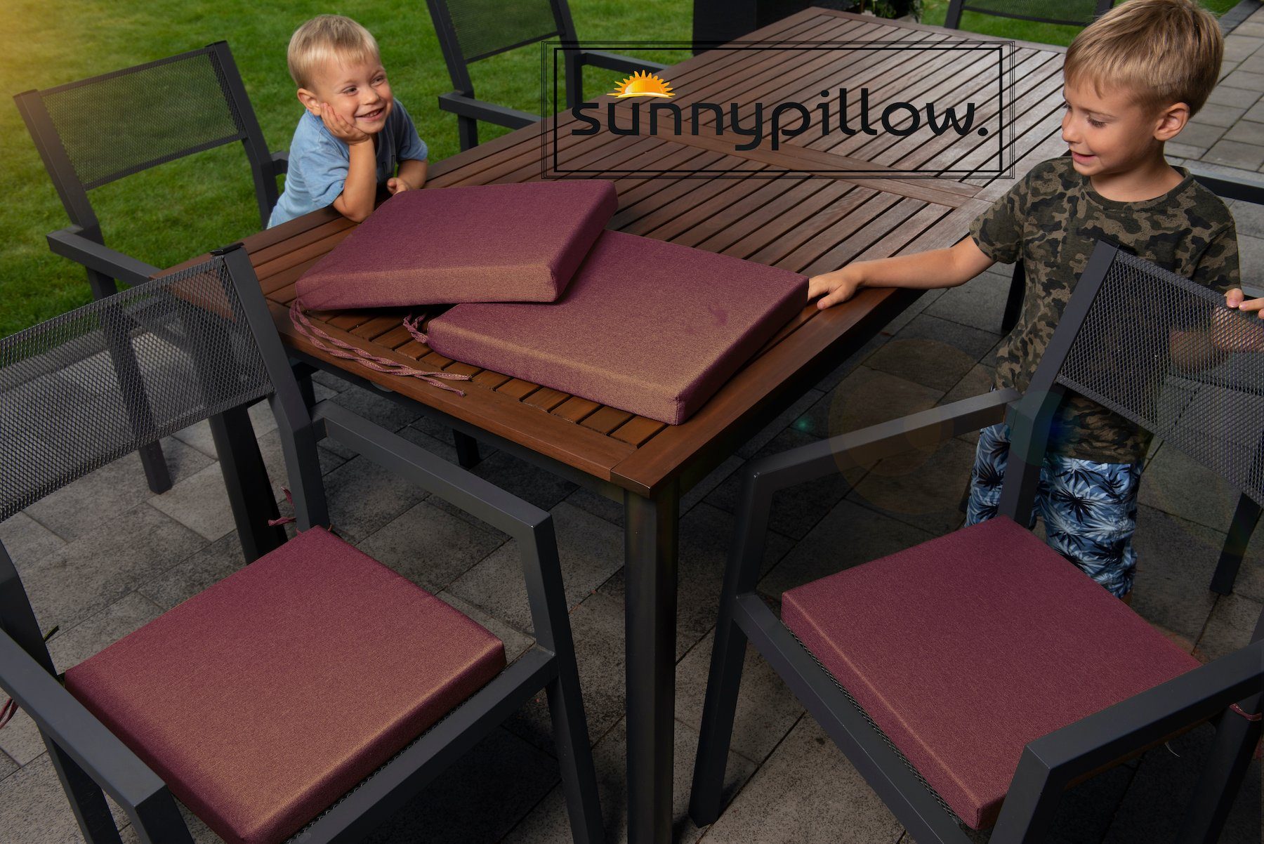 sunnypillow Stuhlkissen 4er Set Kissen 40 x 40 x 5 cm, Sitzkissen Sitzauflage für Stühle, Bänke